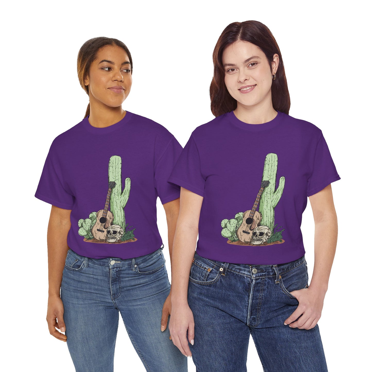 Desert Vibe Graphic Tee - Unisex Heavy Cotton Shirt, Boho Cactus Shirt, Guitar Lover's Gift, Summer Top, Music T-Shirt