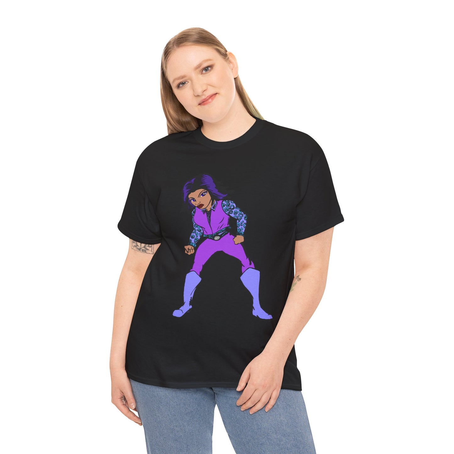 Retro Cartoon Hero Woman Character Unisex Heavy Cotton Tee, Vintage Graphic Tee, Fun T-Shirt, Gift for Fans, Casual Wear, Everyday Tee