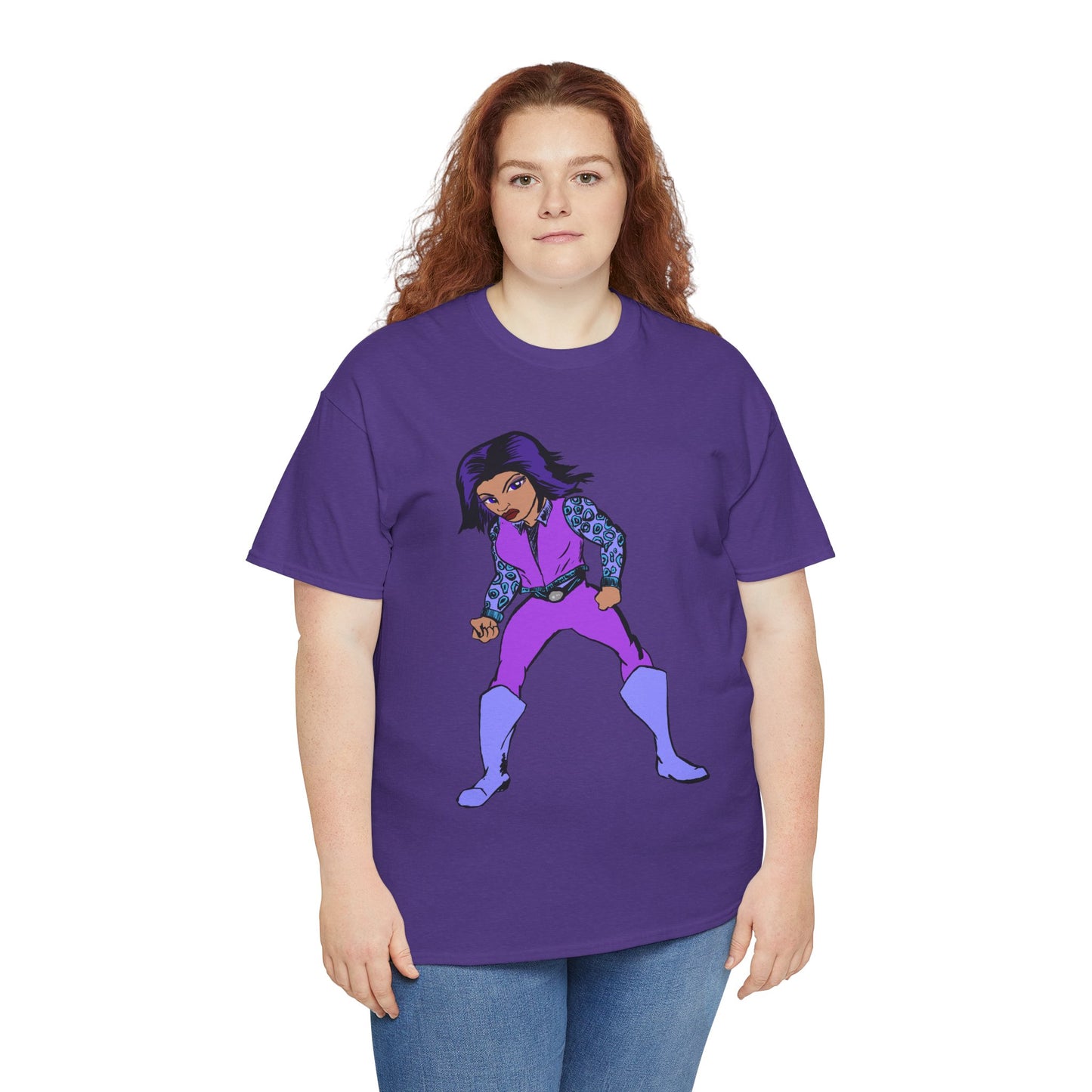 Retro Cartoon Hero Woman Character Unisex Heavy Cotton Tee, Vintage Graphic Tee, Fun T-Shirt, Gift for Fans, Casual Wear, Everyday Tee