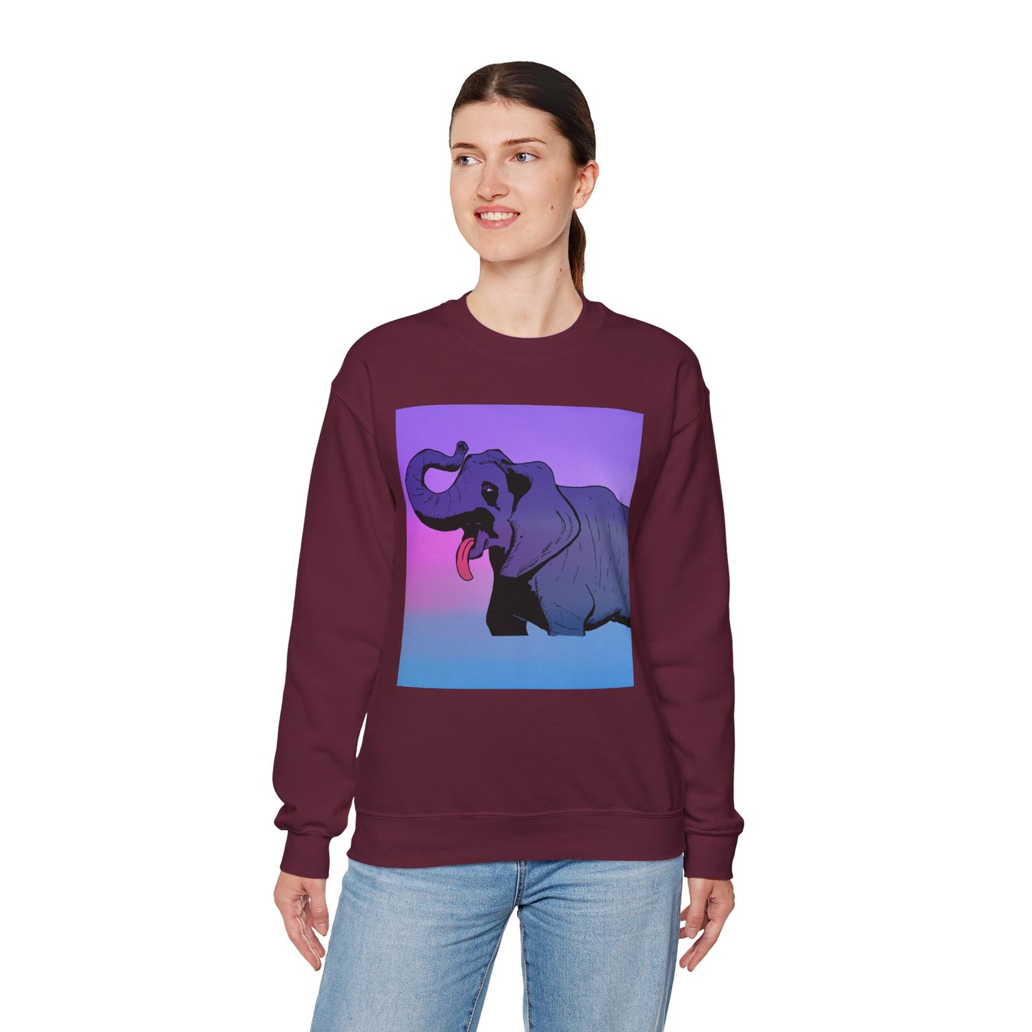 Elephant Art Unisex Crewneck Sweatshirt – Vibrant and Cozy Statement Piece
