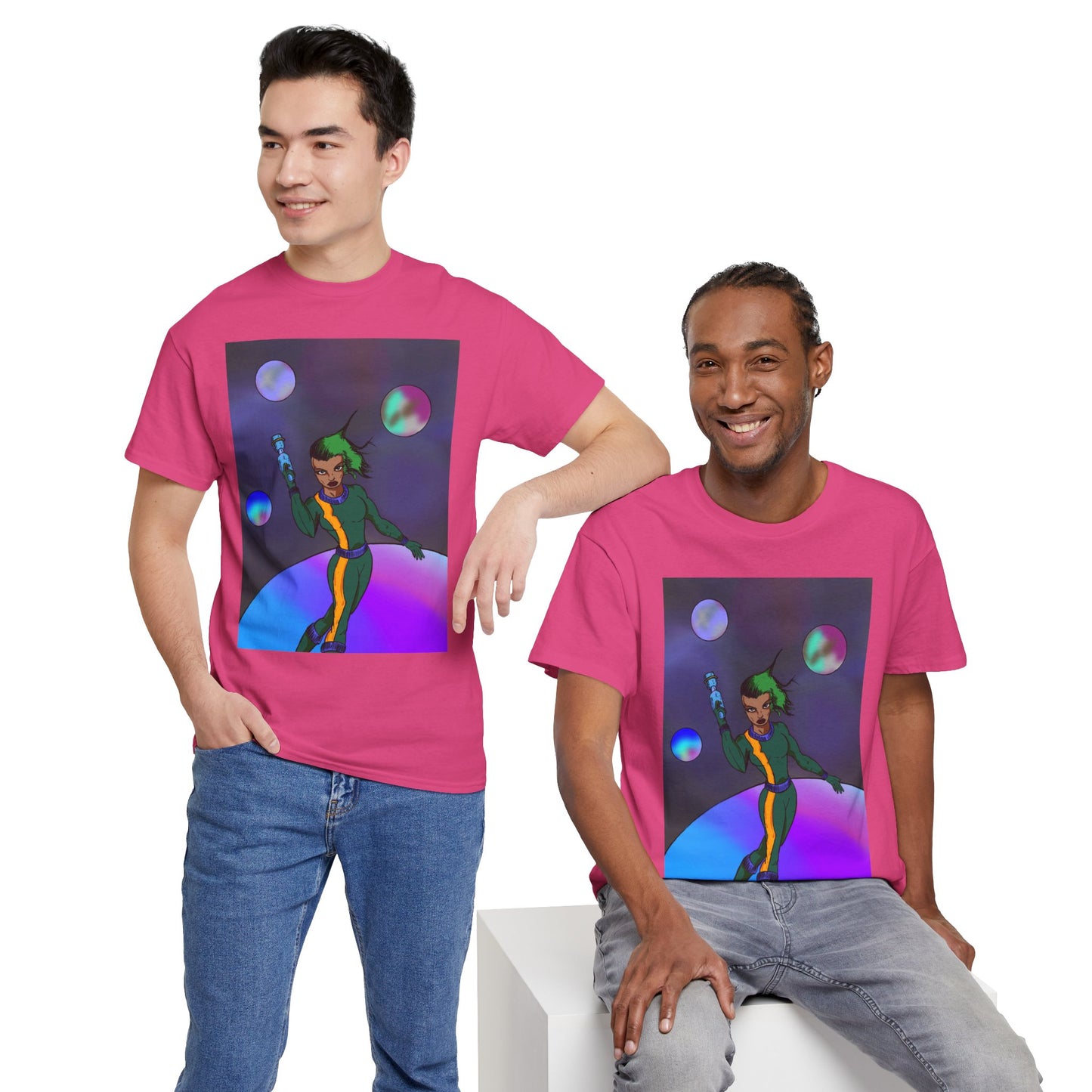 Cosmic Hero Vibe Tee - Unisex Heavy Cotton Tee, Space Art Shirt, Retro Sci-Fi T-Shirt, Gift for Space Lovers, Unique Graphic Tee