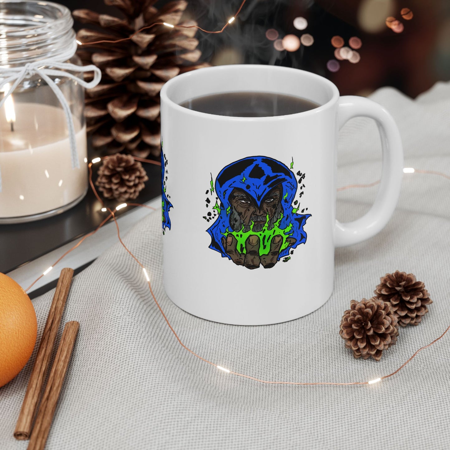 Cosmic Wizard Mug (11oz) - Colorful Magic Sorcery Gift for Fantasy Art Lovers