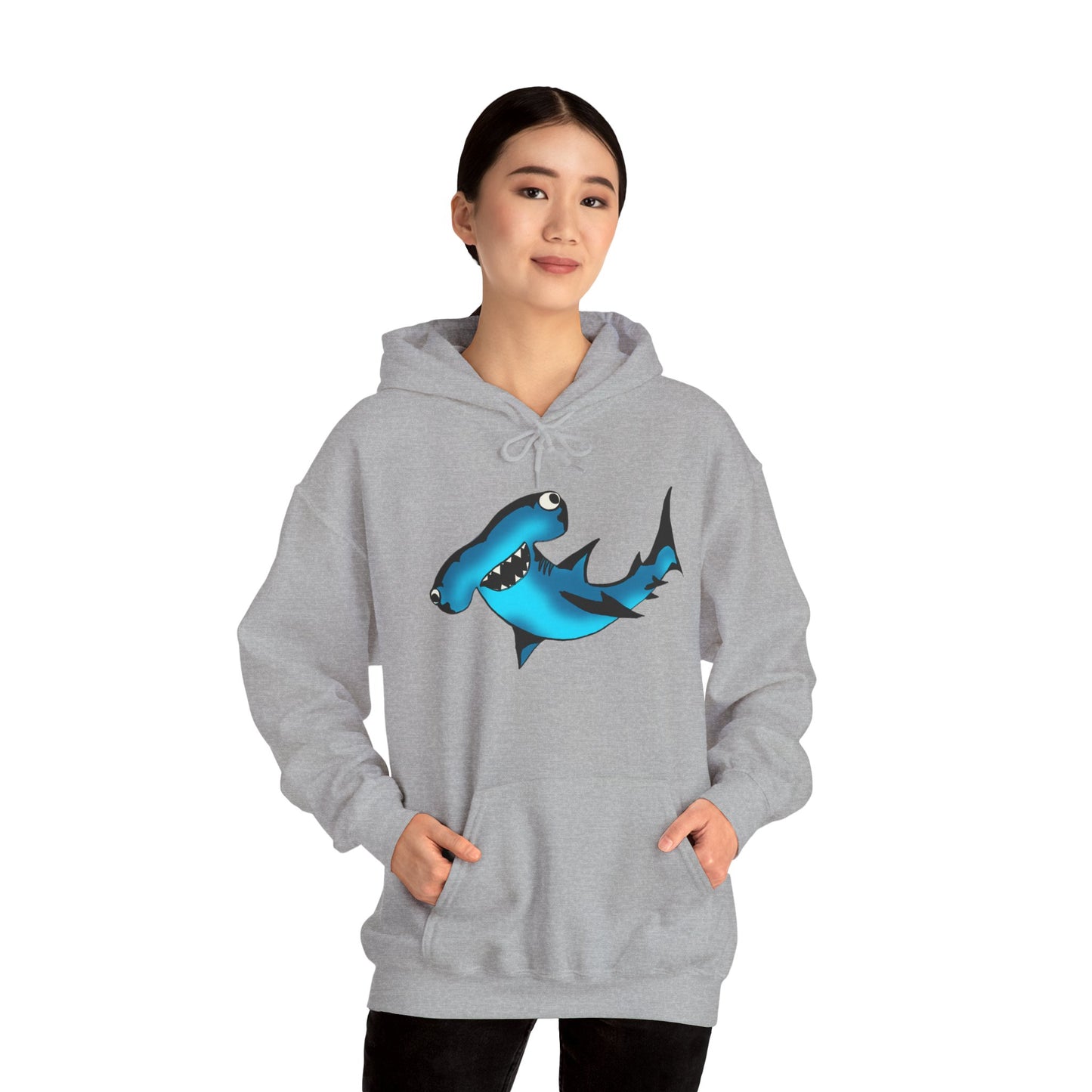 Harley Hammerhead Shark Design Unisex Hooded Sweatshirt, Funny Gift for Ocean Lovers, Casual Wear, Beach Days, Unique Apparel, Birthday Present