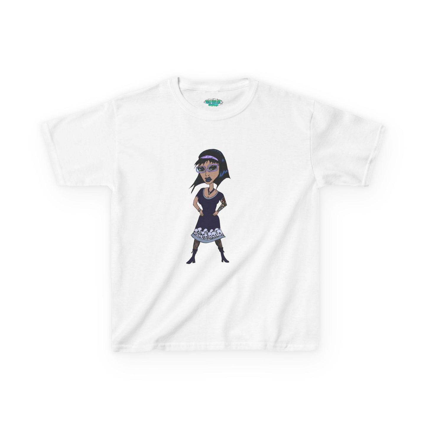 Kids Tee — Vintage Gothic Girl Cartoon Graphic Tee for Children