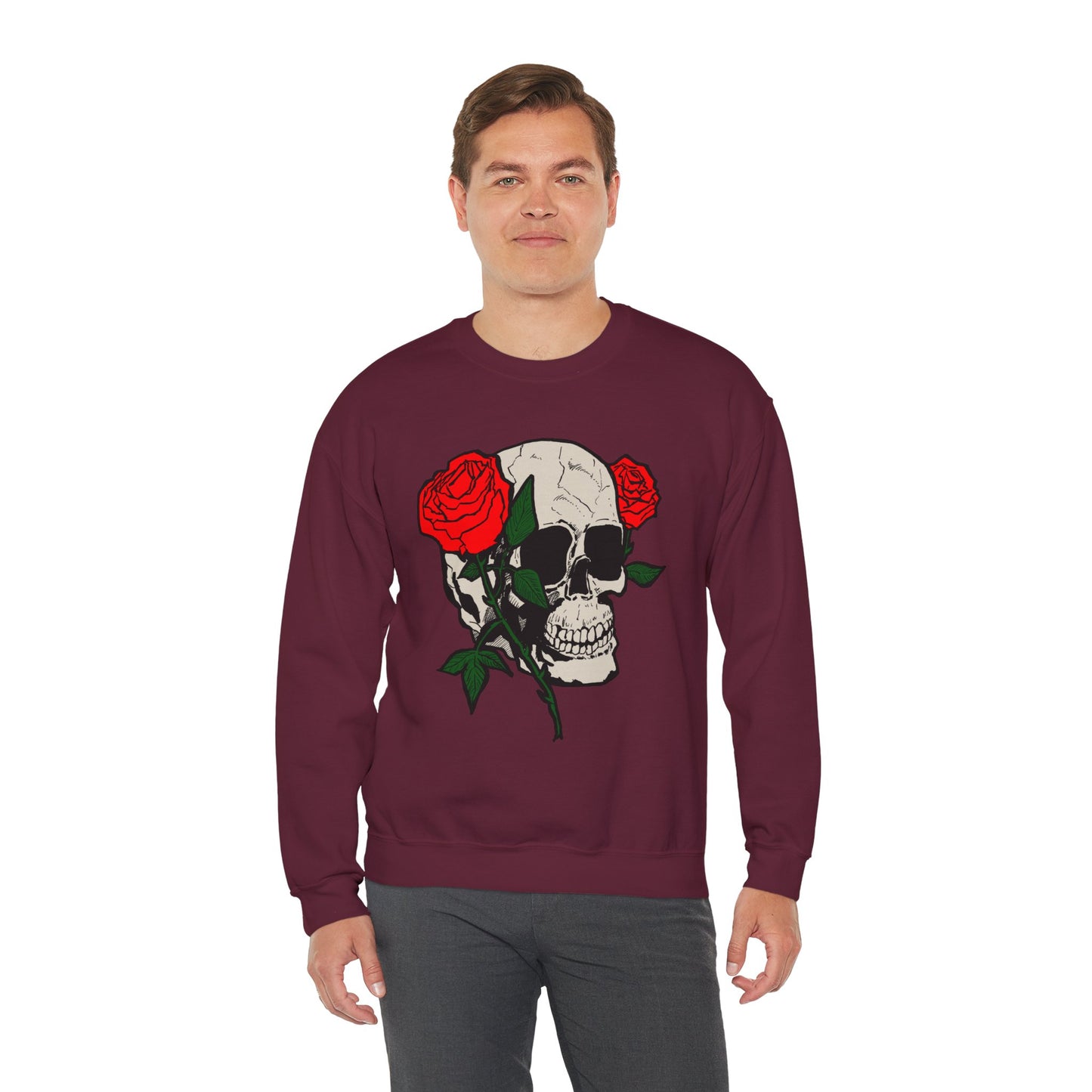 Skull and Roses Crewneck Sweatshirt