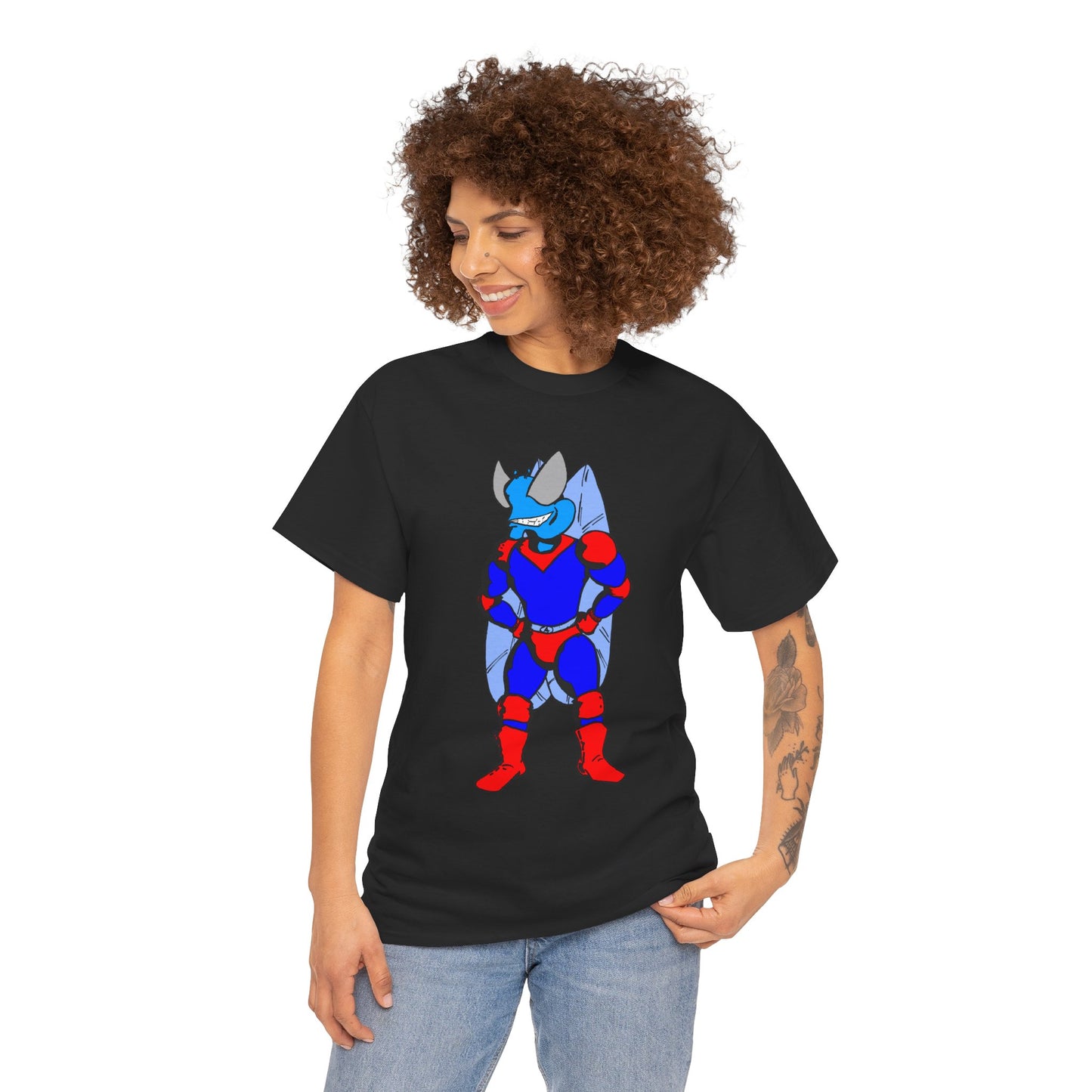 Astro-Fly Hero Graphic Tee - Blue & Red Superhero T-Shirt