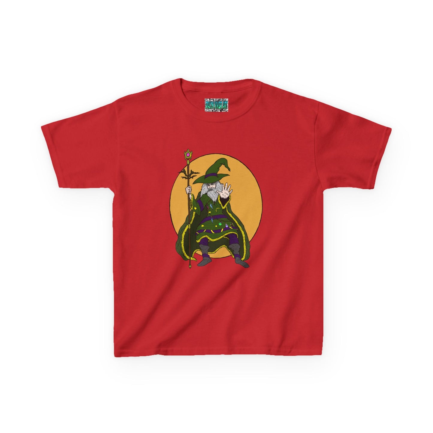 Wizard Holding a Magical Staff Kids Heavy Cotton™ Tee