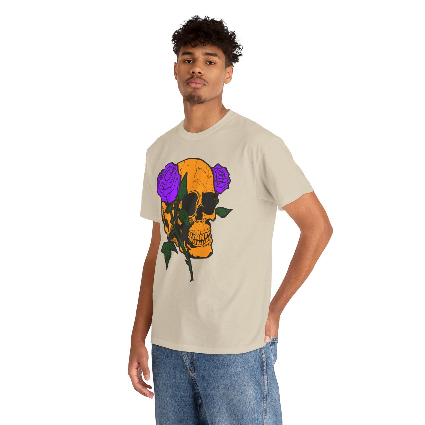 Skull and Roses Unisex Tee, Gothic Aesthetic Shirt, Vintage Graphic T-Shirt, Streetwear Essentials, Edgy Casual Wear