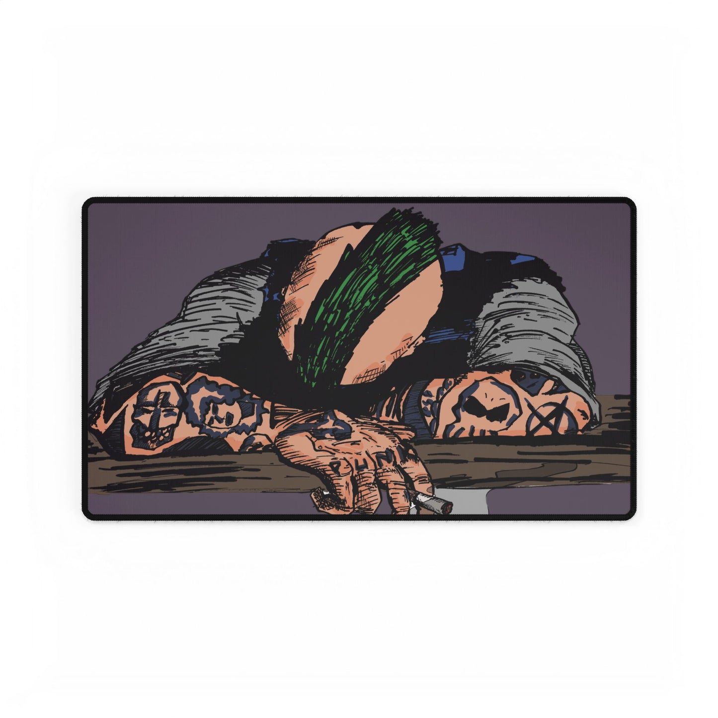 Punk and Sone Desk Mat — Punk Tattoo Art Gaming Mouse Pad and Card Playing Mat