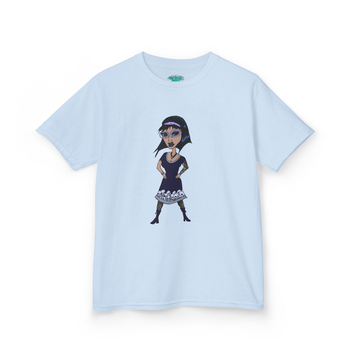 Kids Tee — Vintage Gothic Girl Cartoon Graphic Tee for Children