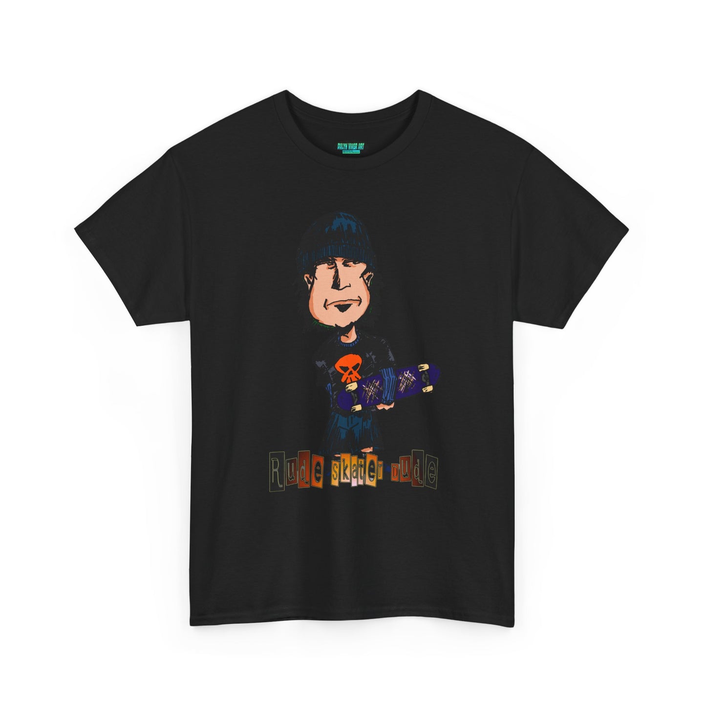 Rude Skater Dude Cartoon Skate Punk T-Shirt — Skateboarding Tee with Skull Design