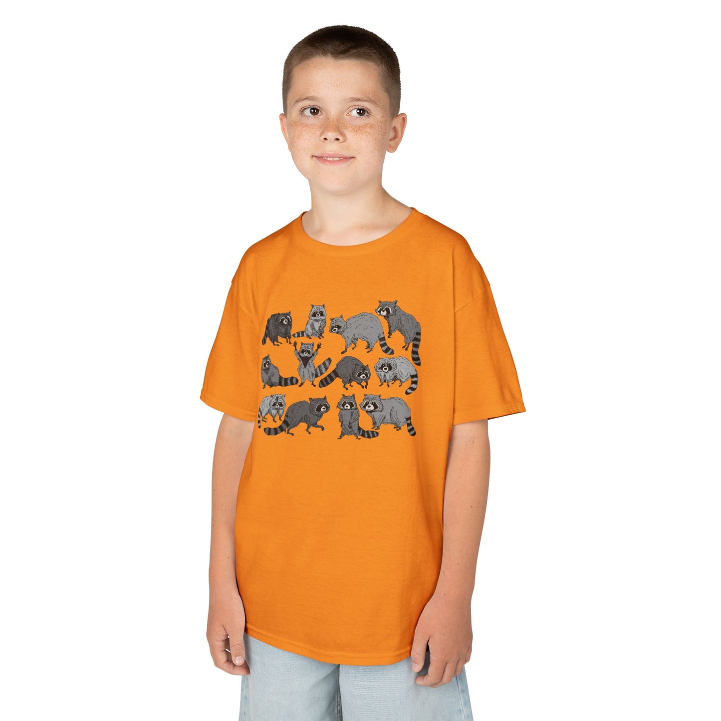 Cute Raccoons Pattern Kids Tee, Animal Lover Gift, Funny Raccoon Shirt, Children's Apparel, Birthday Outfit, Pet Lover Tee
