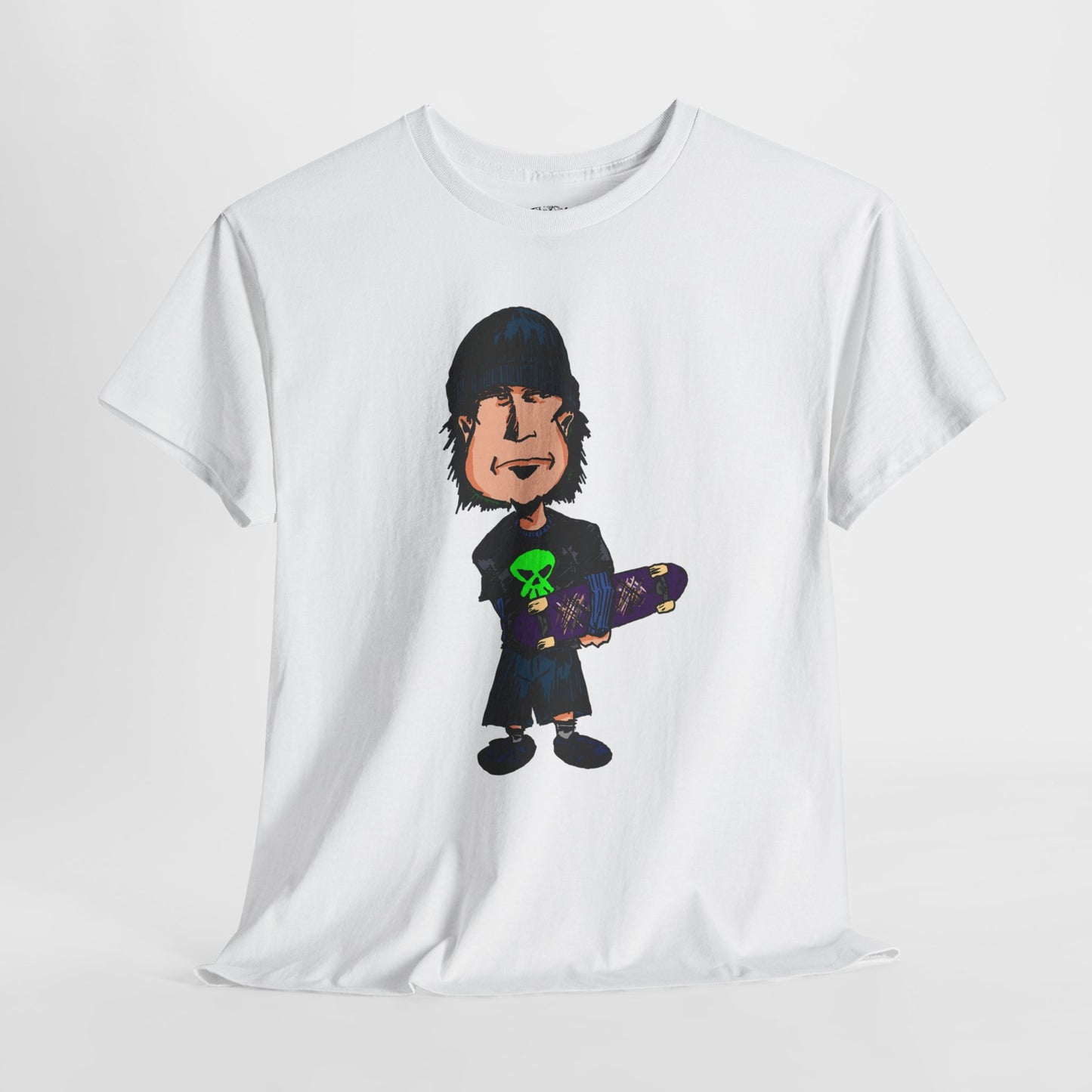 Rude Skater Dude - Skate Punk Cartoon Tee – Boy with Skateboard Graphic Shirt