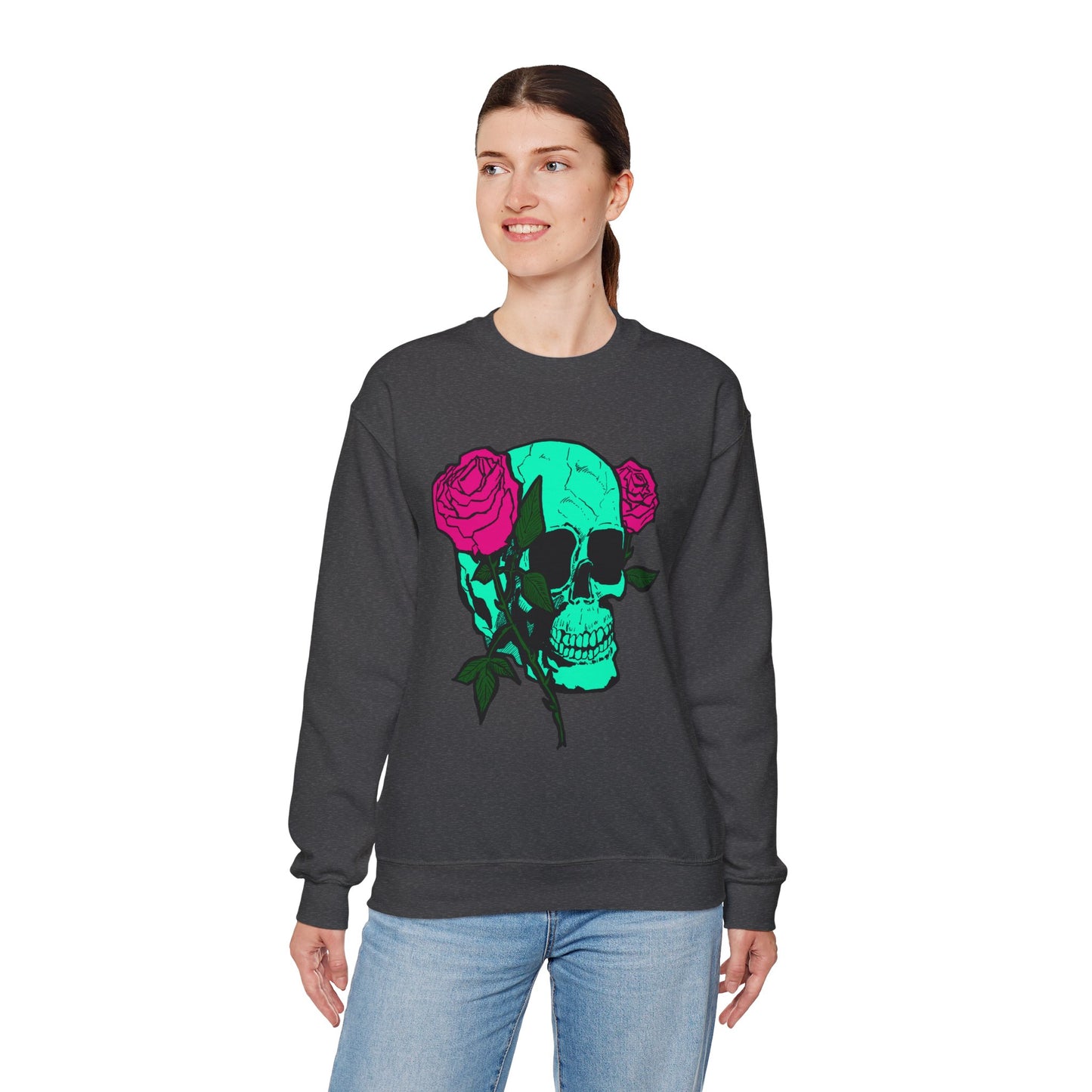 Skull and Roses Crewneck Sweatshirt for Trendsetters