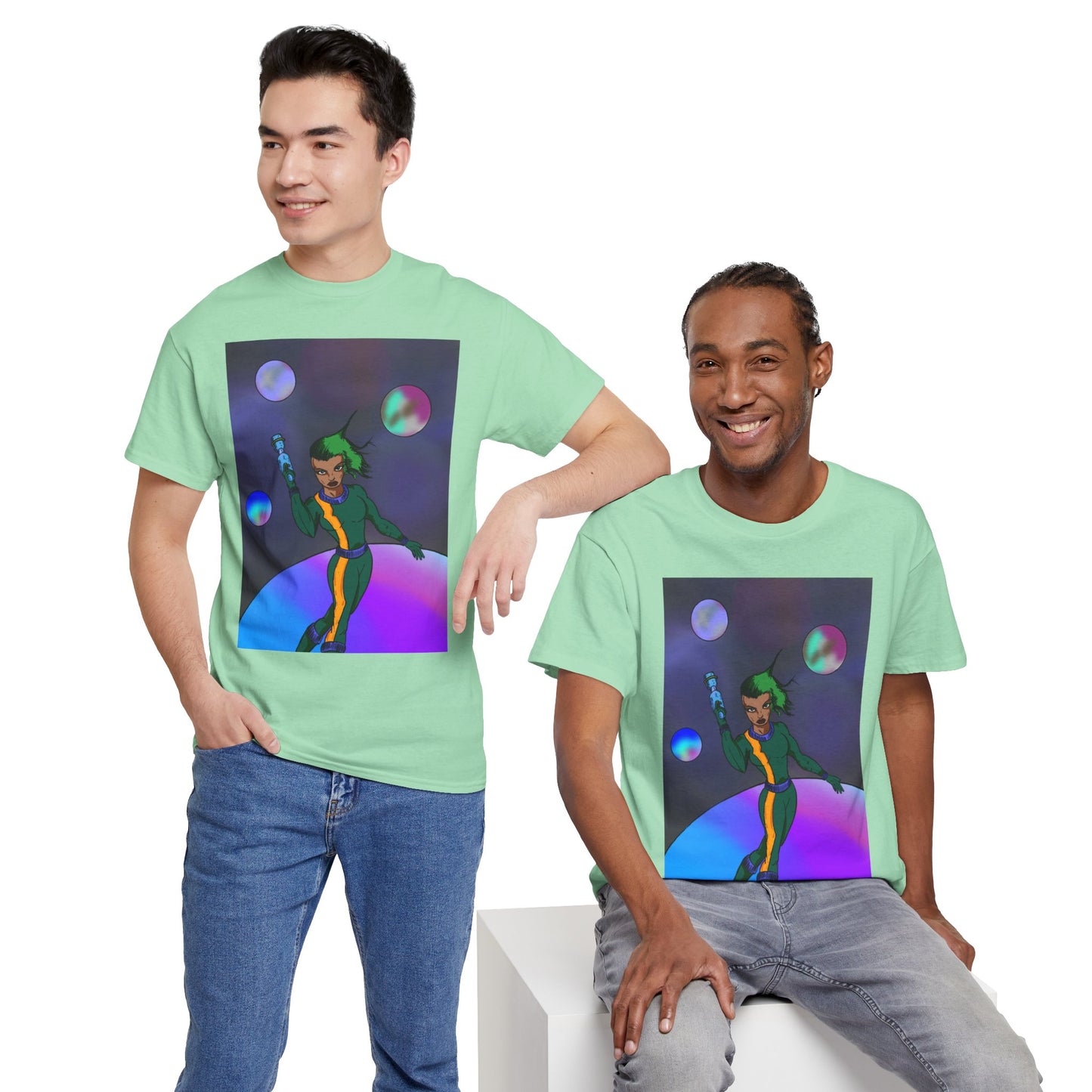 Cosmic Hero Vibe Tee - Unisex Heavy Cotton Tee, Space Art Shirt, Retro Sci-Fi T-Shirt, Gift for Space Lovers, Unique Graphic Tee