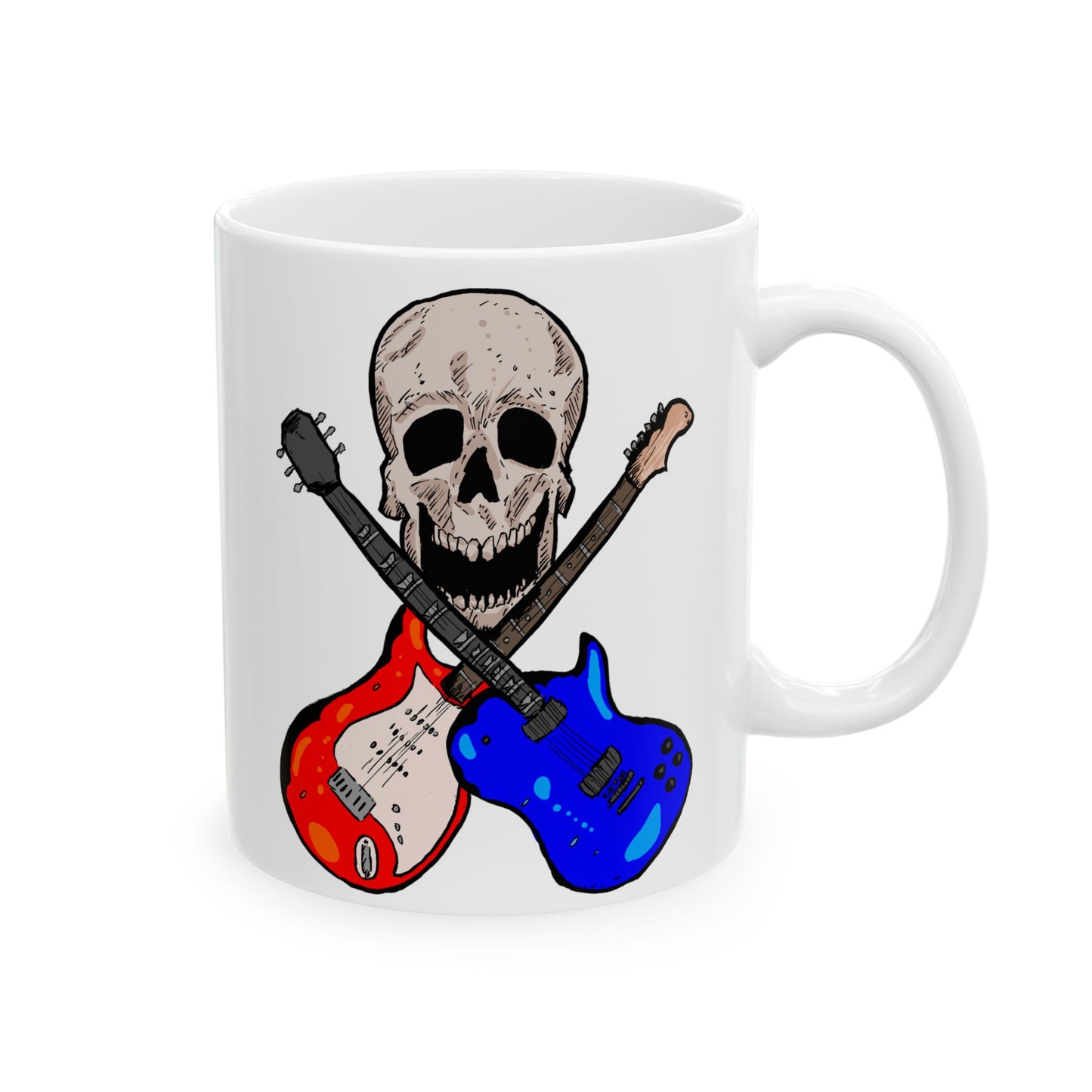 Deathly Rock & Roll Ceramic Mug - Perfect for Musicians, Coffee Lovers, Gifts for Guitarists, Home Decor, Birthday Celebration