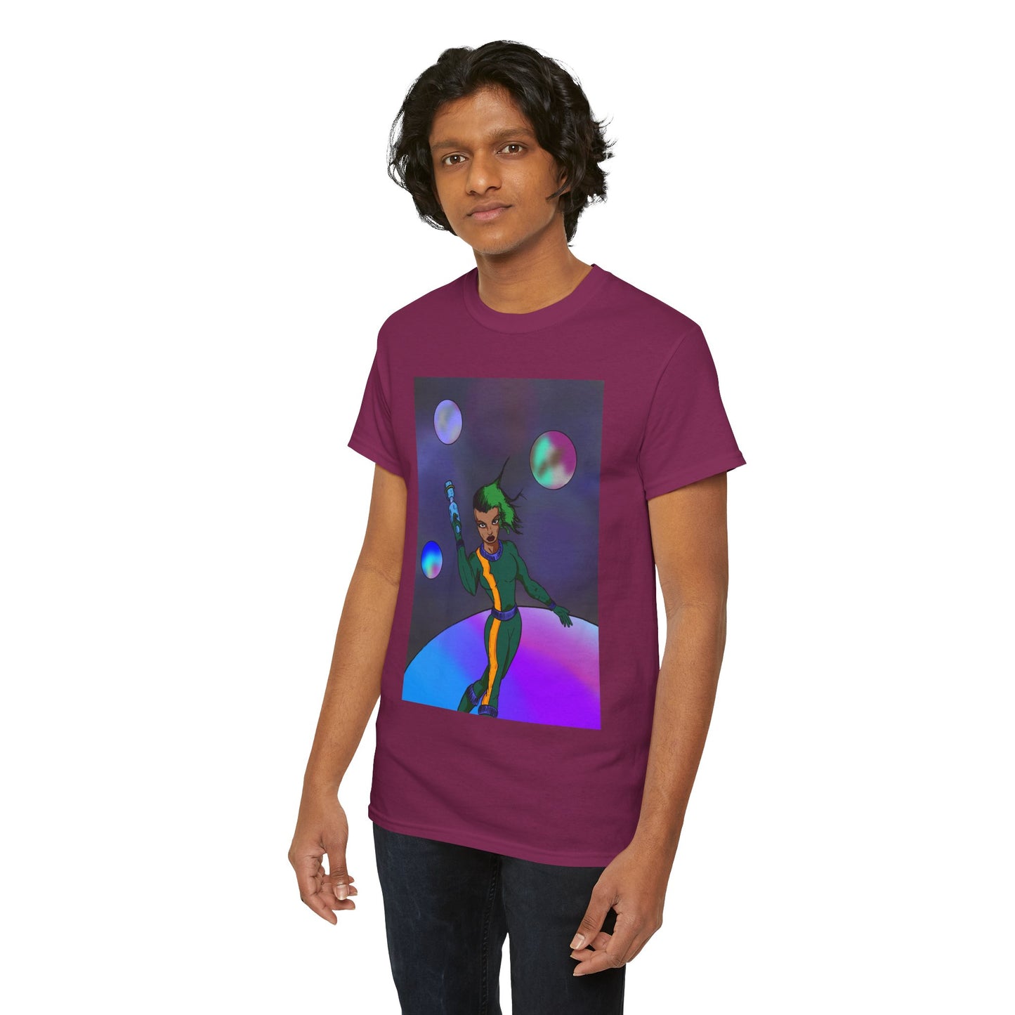 Cosmic Hero Vibe Tee - Unisex Heavy Cotton Tee, Space Art Shirt, Retro Sci-Fi T-Shirt, Gift for Space Lovers, Unique Graphic Tee