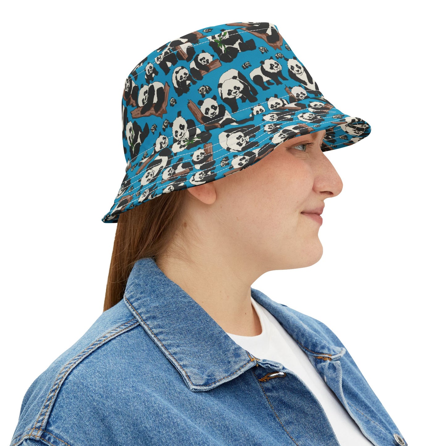 Panda Print Bucket Hat, Trendy Summer Hat, Animal Lover Gift, Casual Outdoor Accessory, Festival Headwear