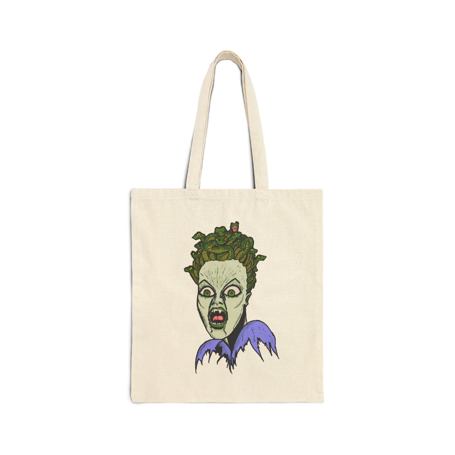 Tote Bag - Green Ghoulish Medusa Face Halloween Canvas Tote