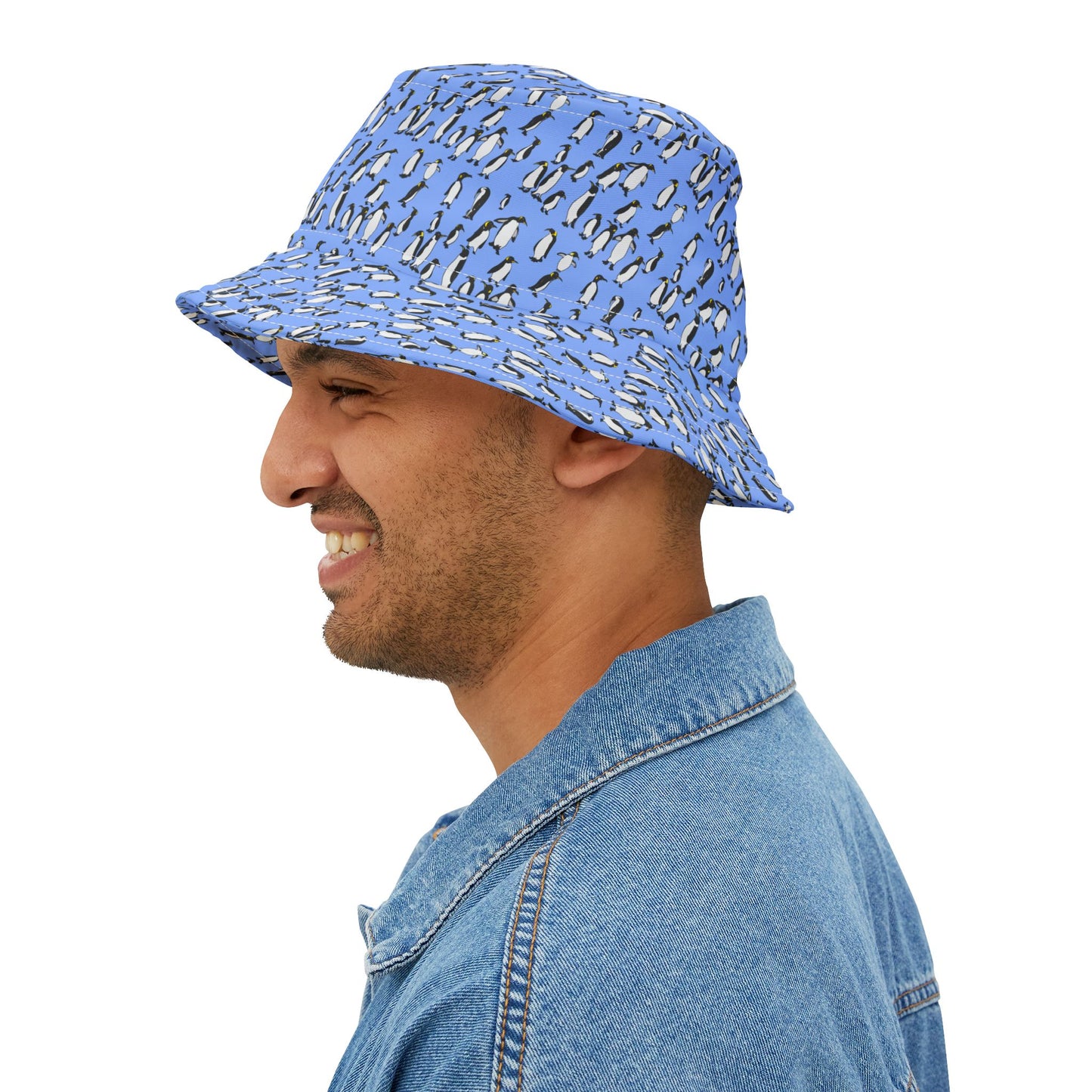 Penguin Print Bucket Hat, AOP Hat for Summer, Trendy Beach Hat, Fun Gift for Animal Lovers, Unique Gift for Adventurers