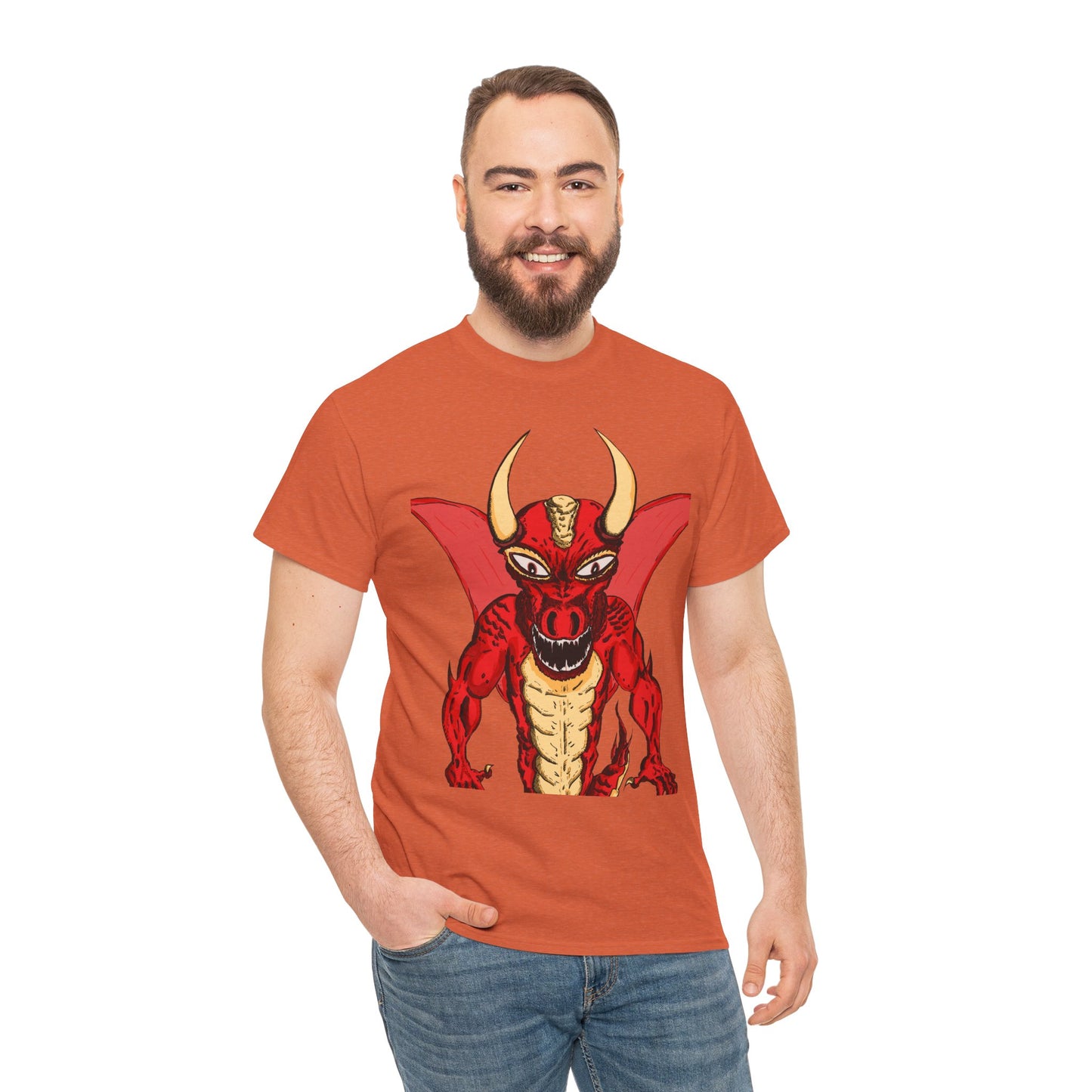 Bold Red Dragon Unisex Heavy Cotton Tee | Graphic Shirt for Anime Fans, Party Wear, Casual Outfit, Gift for Him/Her