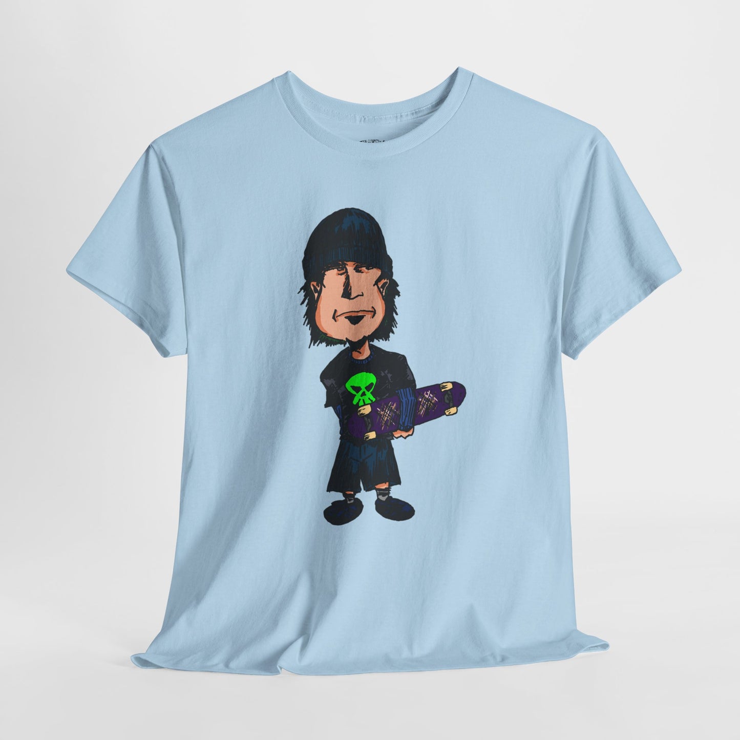 Rude Skater Dude - Skate Punk Cartoon Tee – Boy with Skateboard Graphic Shirt