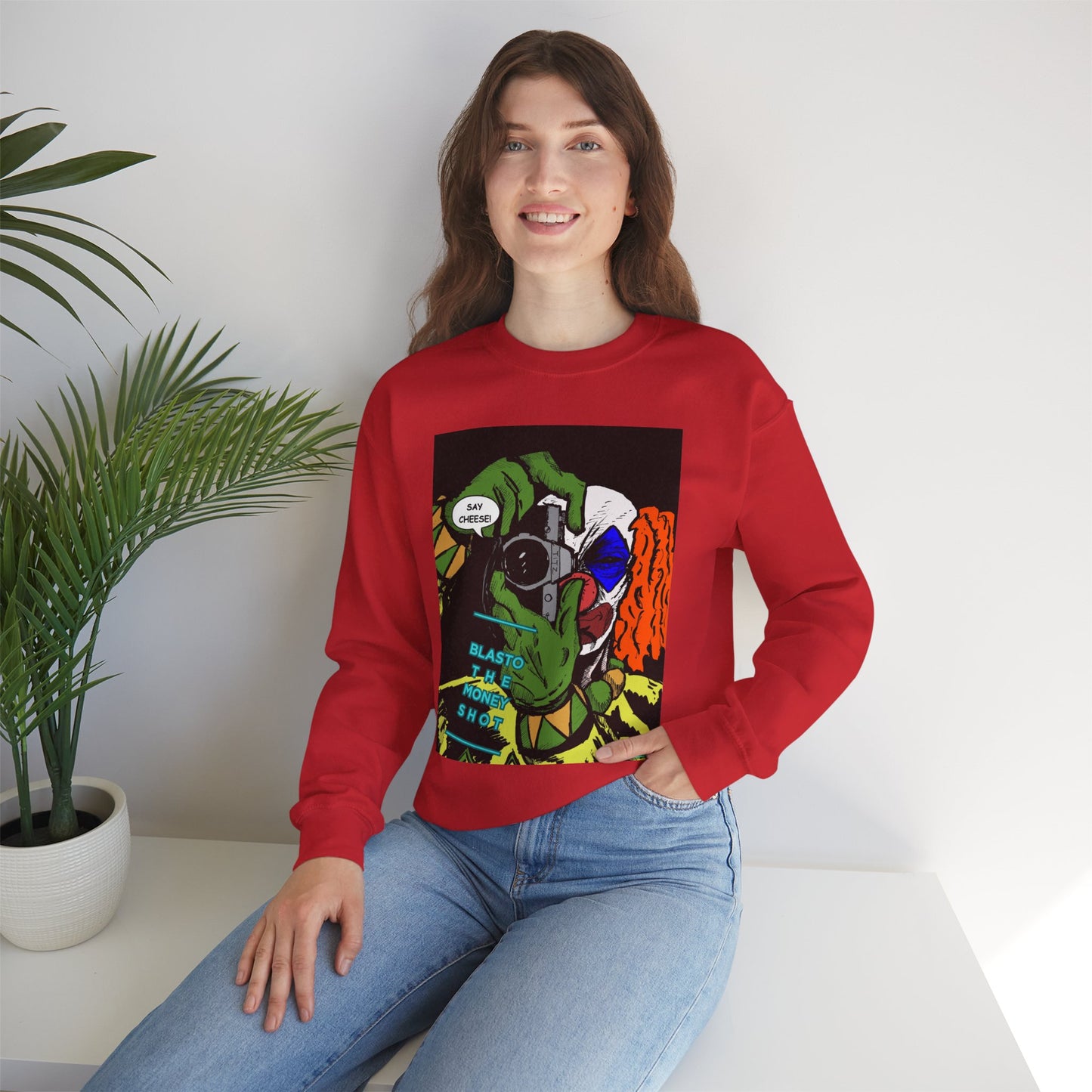 Blasto the Clown Retro Homage Graphic Crewneck Sweatshirt - 'Blast from the Past'