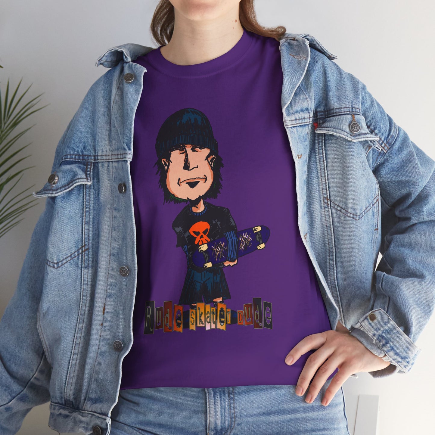 Rude Skater Dude Cartoon Skate Punk T-Shirt — Skateboarding Tee with Skull Design