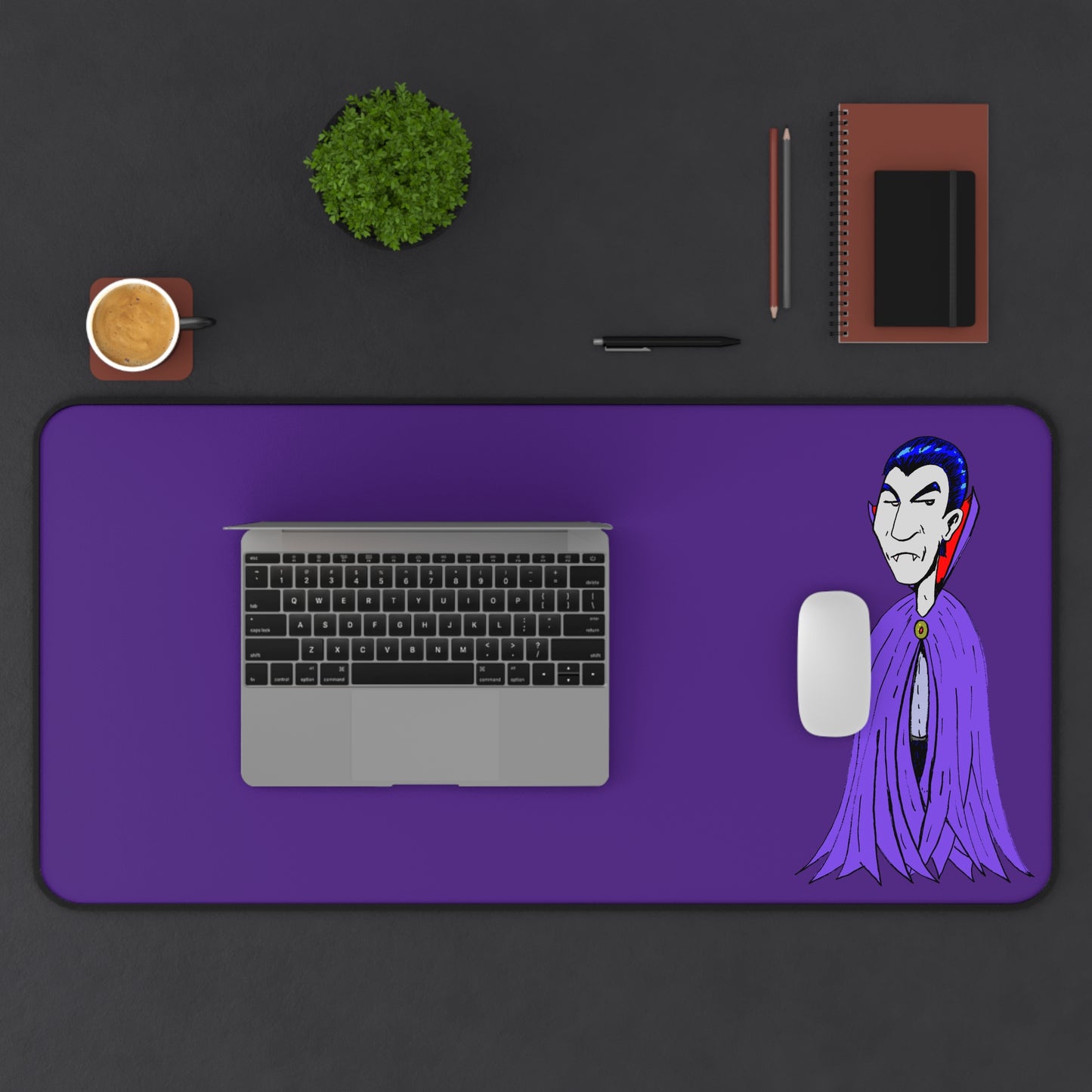 Vampire Purple Desk Mat — Gothic Vampire Desk Pad for Gaming & Office