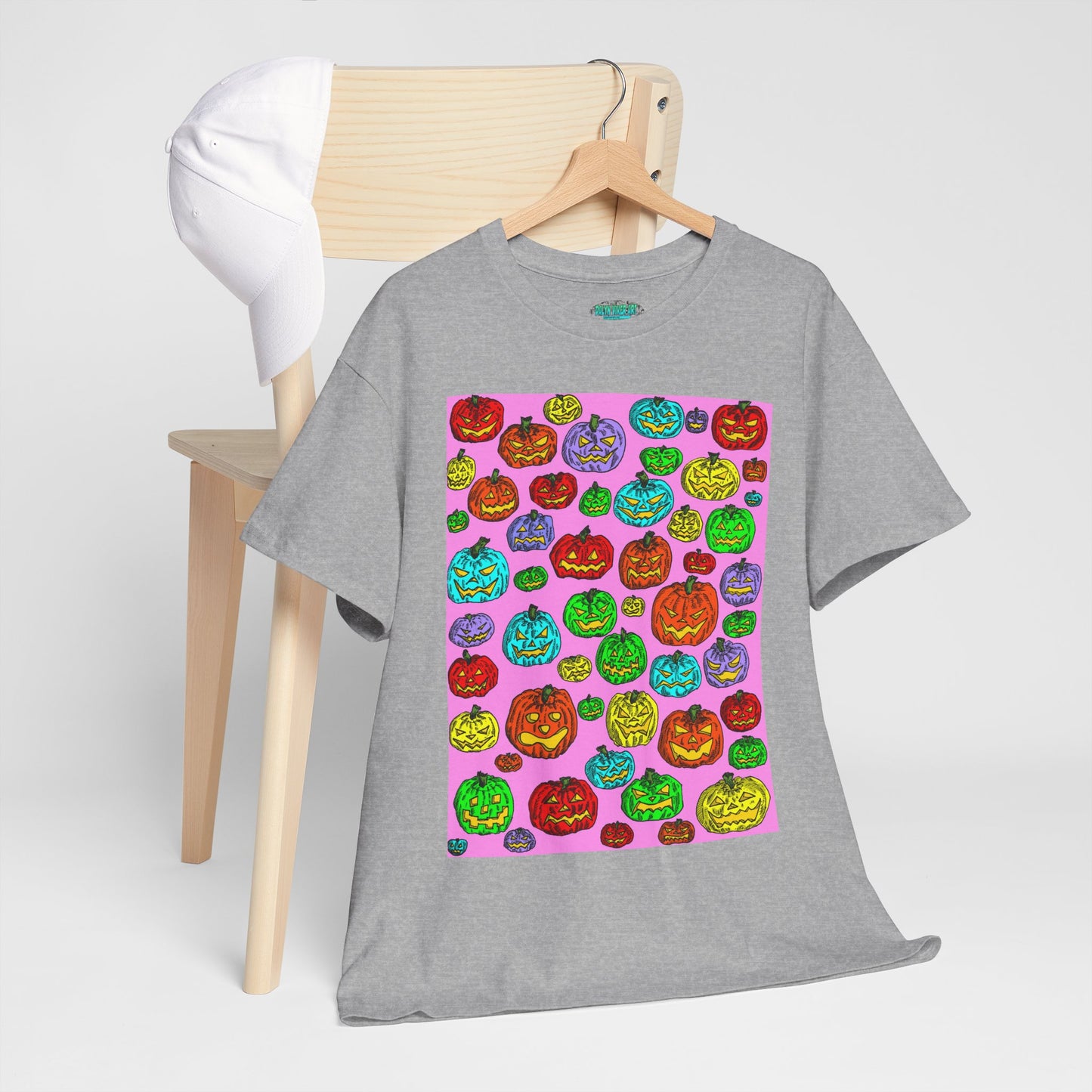 Colorful Pumpkin Graphic Tee, Unisex Cotton T-Shirt, Halloween Costume, Fall Apparel, Trendy Graphic Shirt, Casual Wear