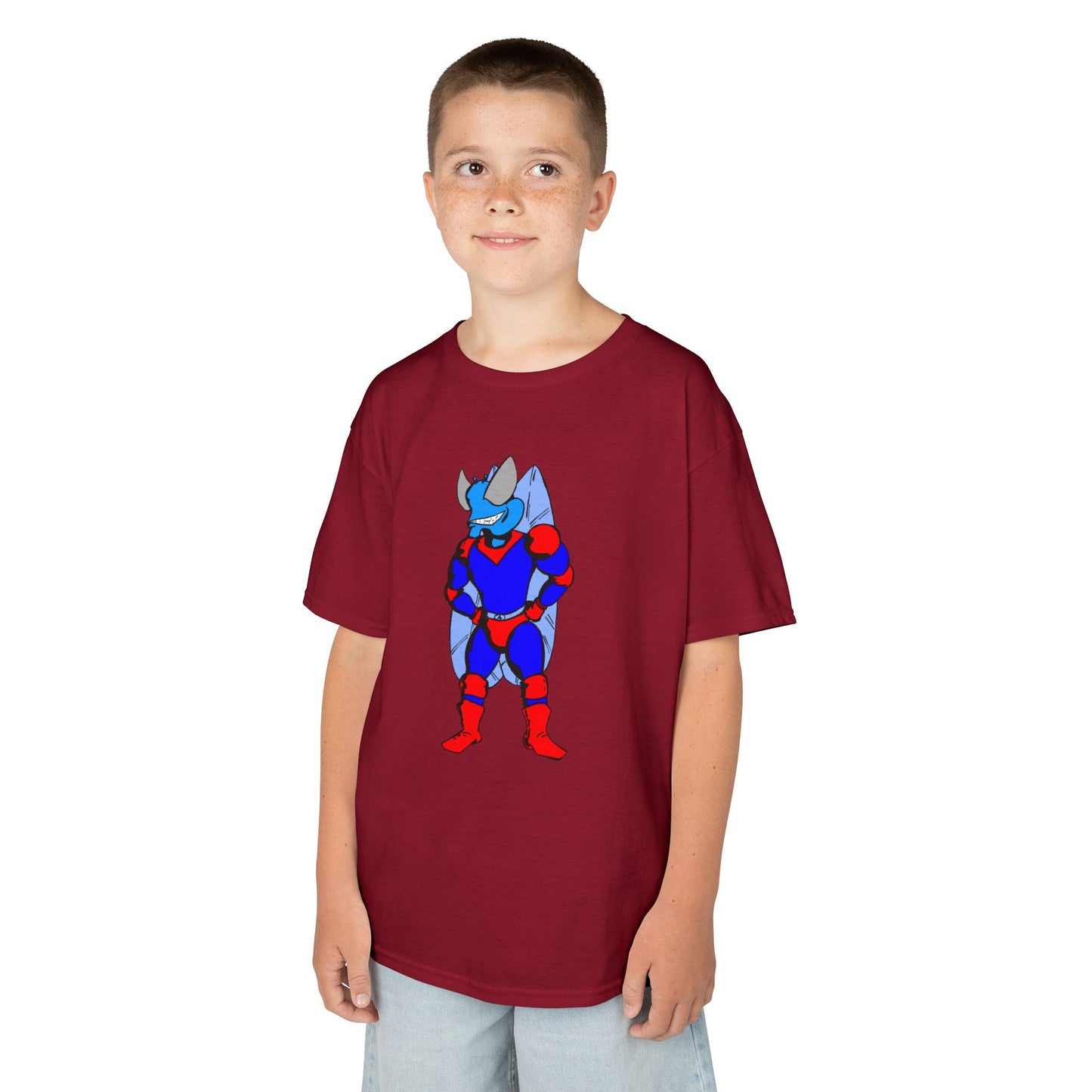 Astro-Fly Kids Superhero T-Shirt — Cute Red & Blue Winged Hero Tee for Boys & Girls