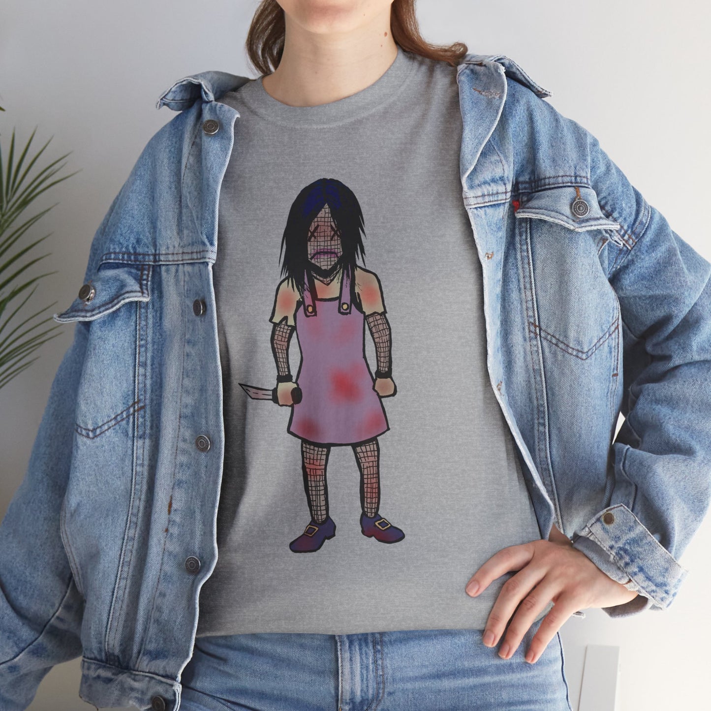 Evil Doll Graphic Tee with Horror Design, Halloween Outfit, Unisex Cotton Shirt, Unique Gift for Horror Fans, Graphic T-Shirt, Statement Wear