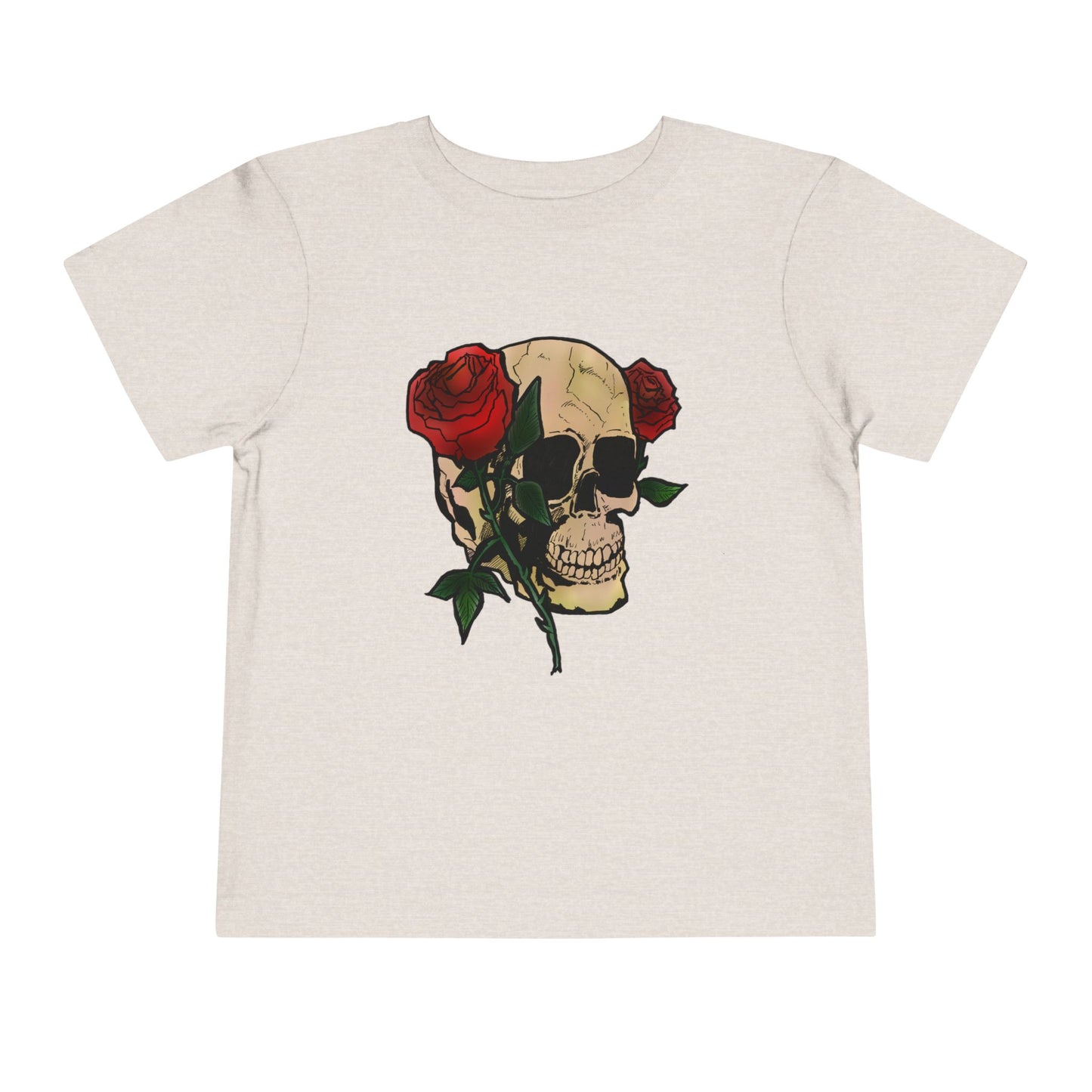 Toddler Tee — Skull with Red Roses Graphic