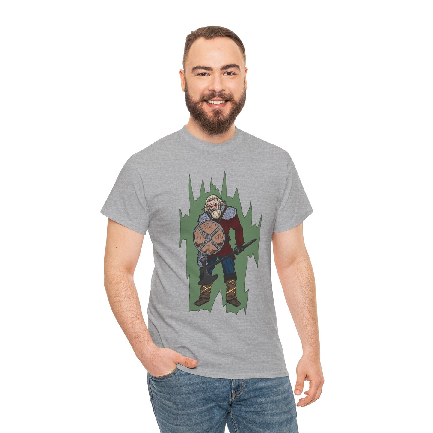 Epic Warrior Graphic Tee, Unisex Heavy Cotton Shirt, Casual Wear, Gamer Gift, Medieval Art Clothing, Battle Theme Fashion