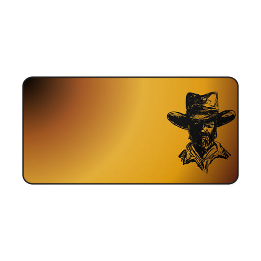 Western Cowboy Desk Mat — Rustic Sunset Mouse Pad with Cowboy Silhouette