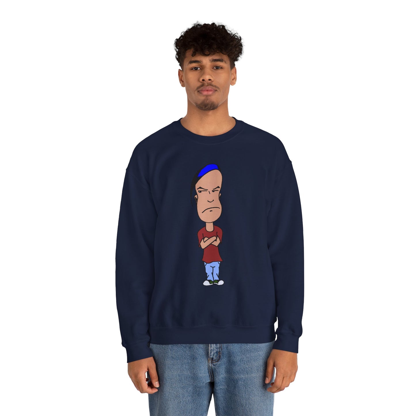 Smug Cartoon Graphic Crewneck Sweatshirt for Casual Style