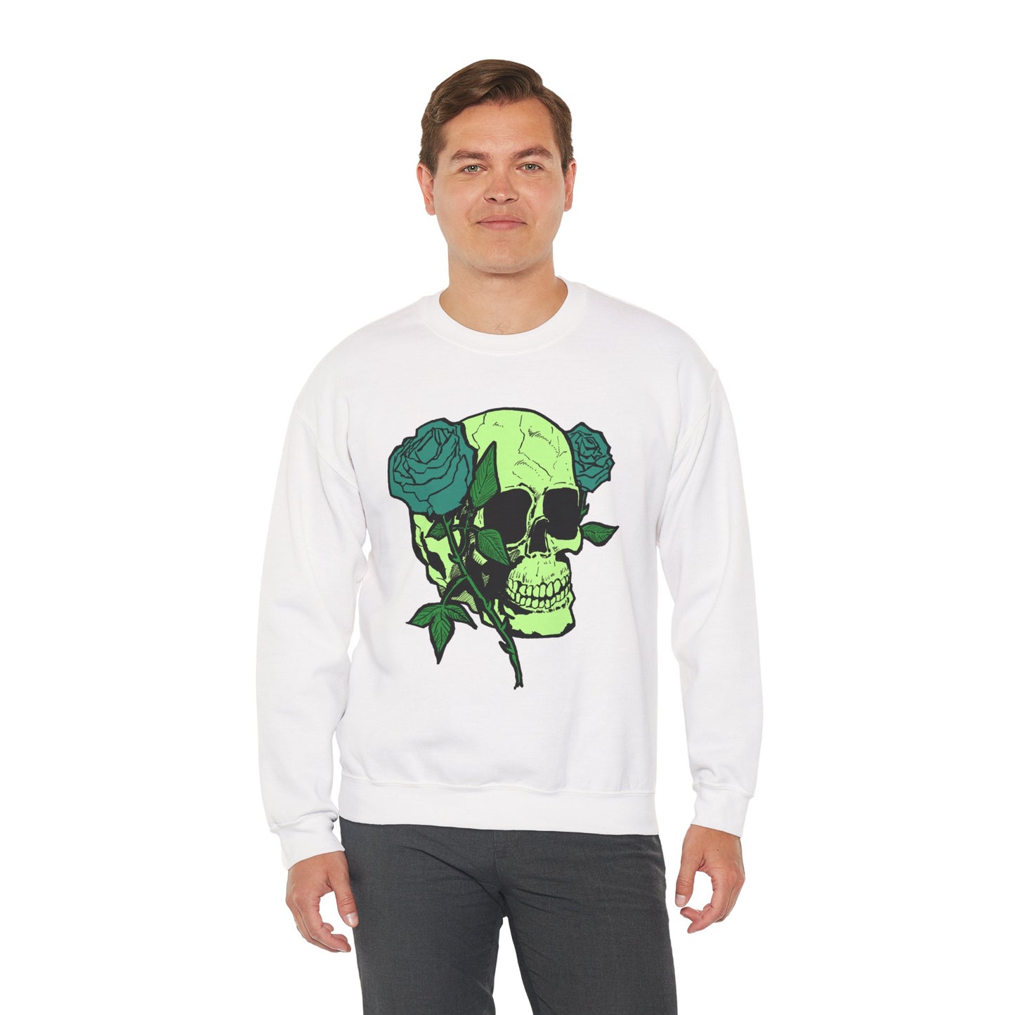 Skull and Roses Crewneck Sweatshirt for Unisex