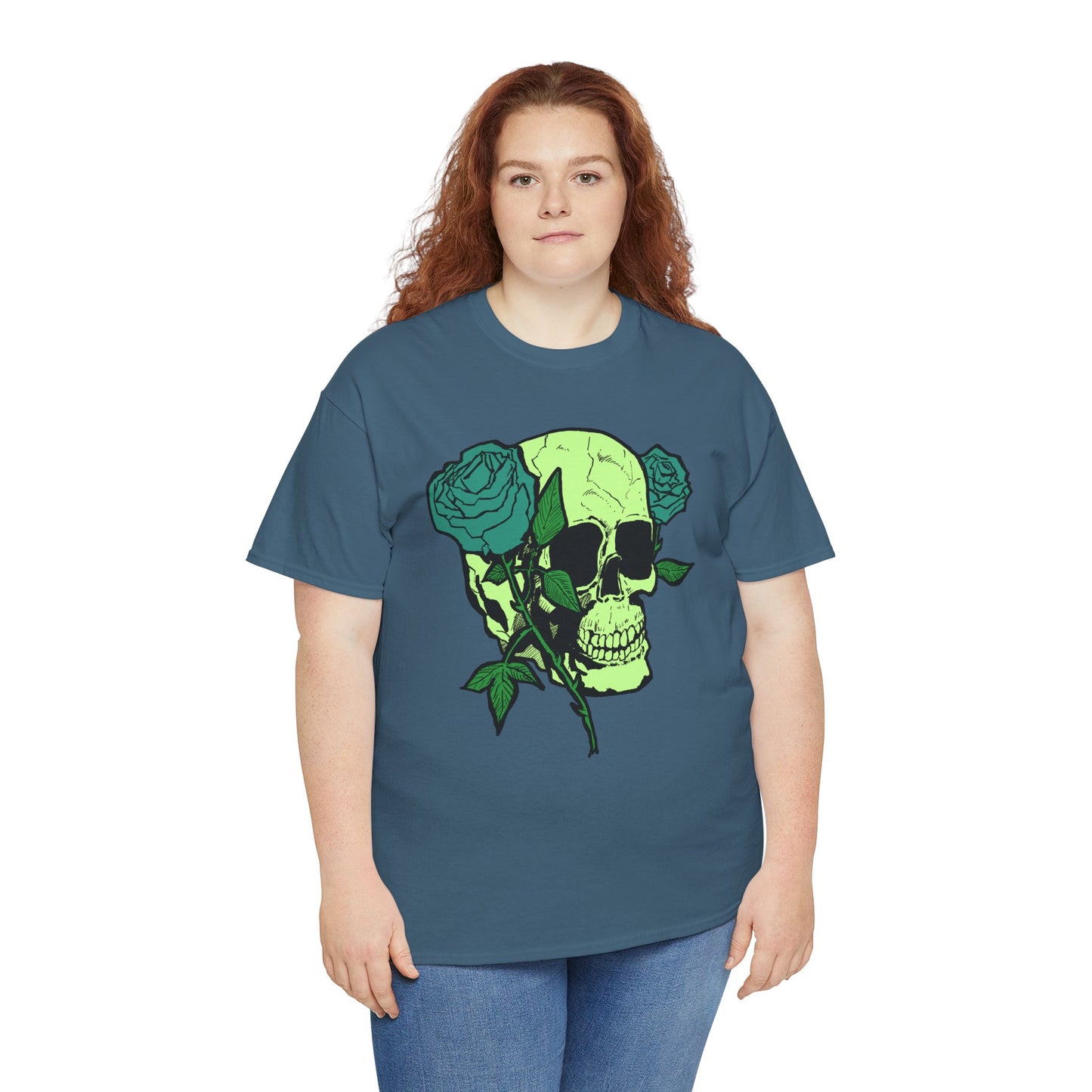 Skull & Rose Graphic Tee - Unisex Heavy Cotton Shirt