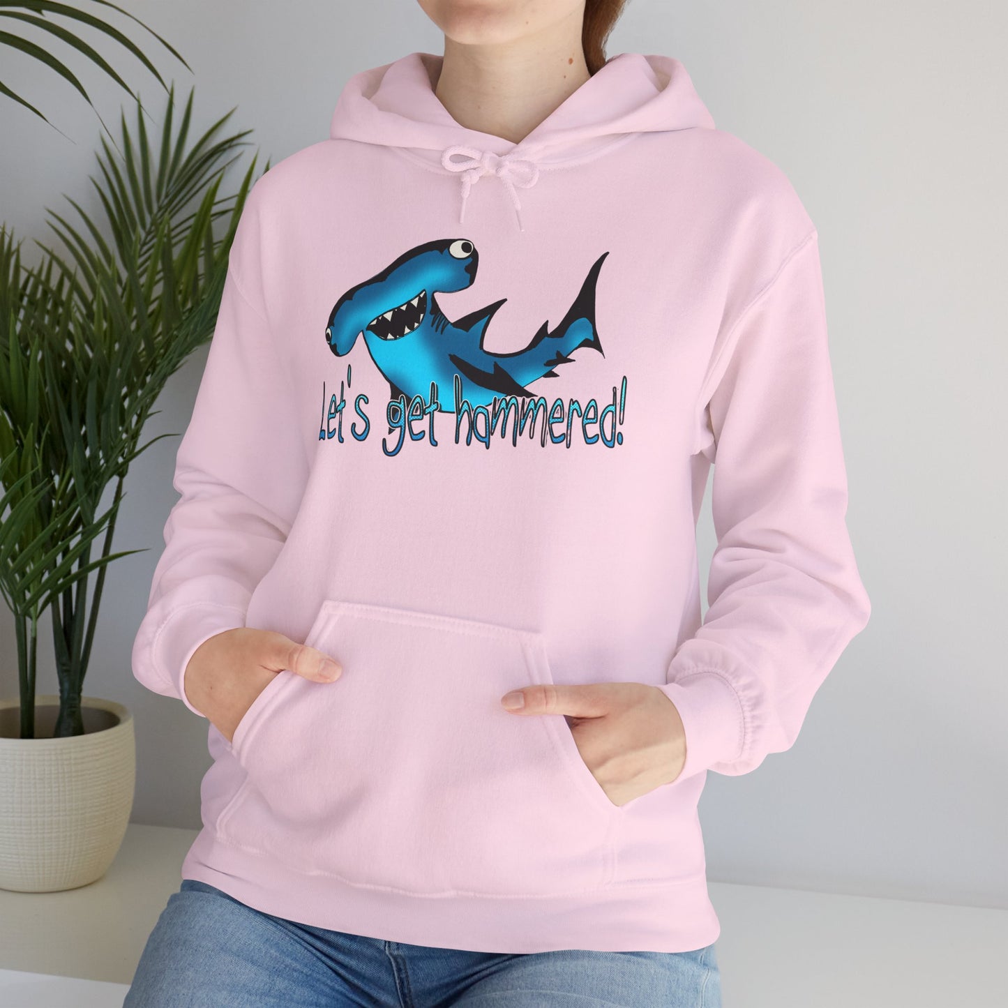 Let's Get Hammered Shark-Themed Unisex Hoodie: Let's Get Fin-tastic, Casual Wear, Gift for Ocean Lovers, Beach Party, Summer Fun