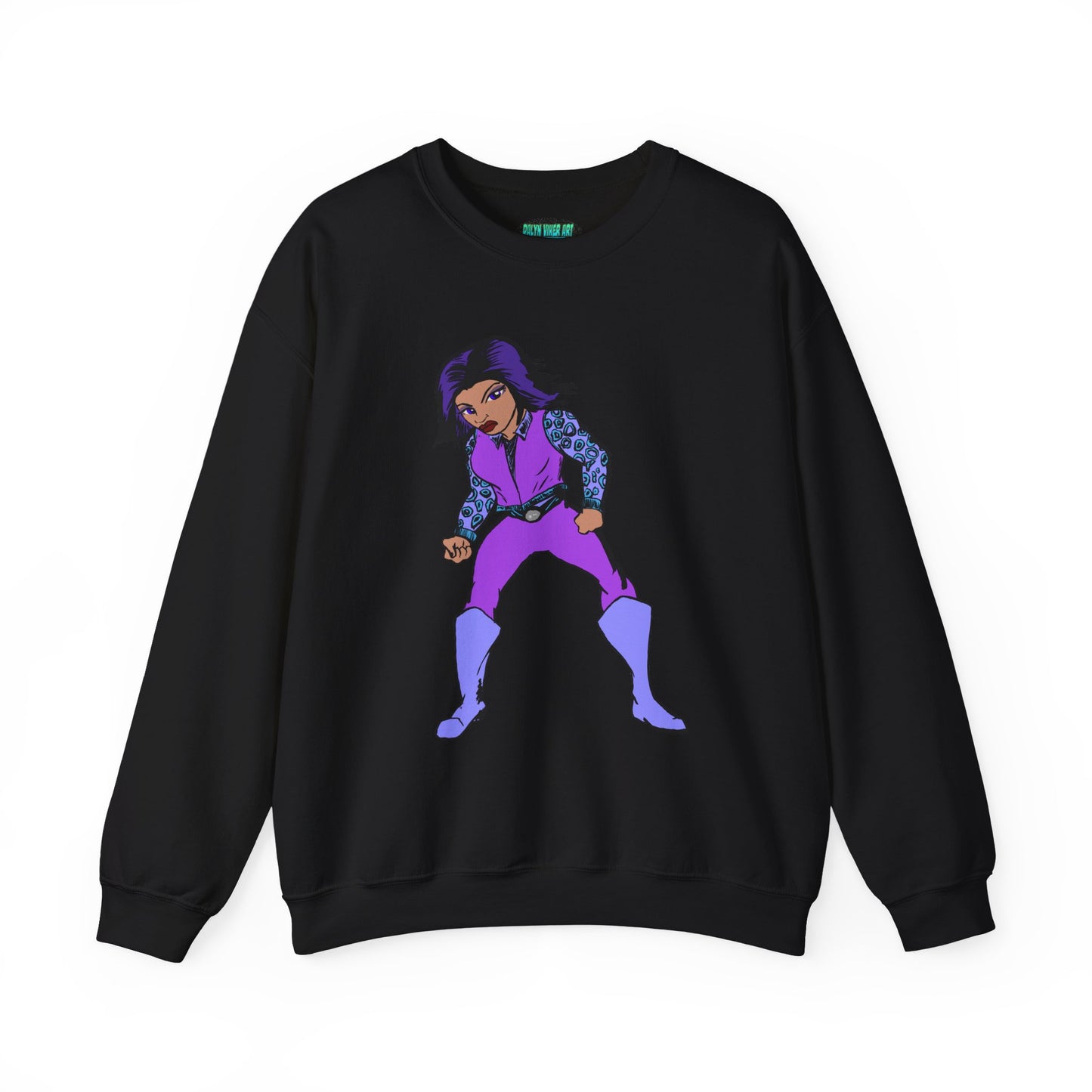 Vintage Retro Hero Crewneck Sweatshirt with Bold Graphic Design