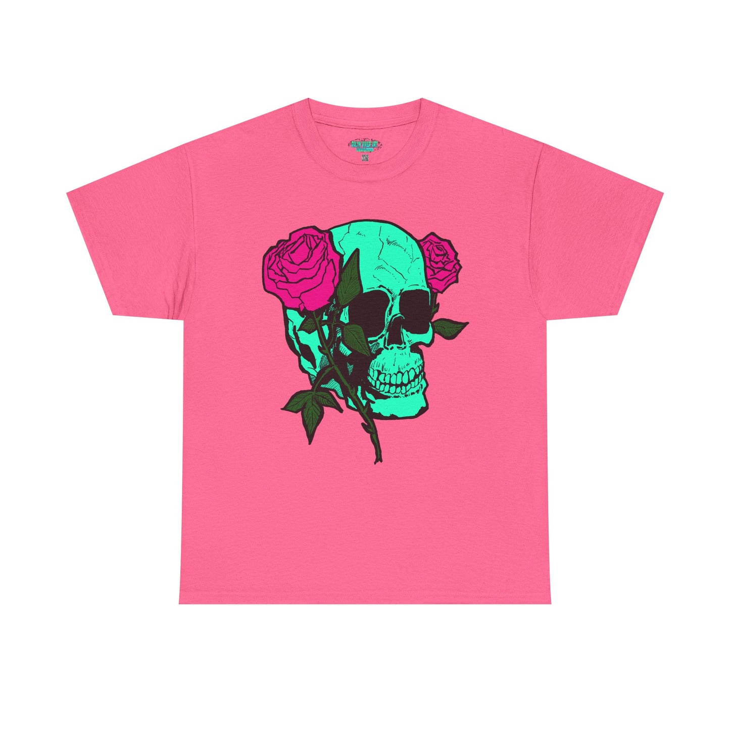 Edgy Skull & Roses Unisex Heavy Cotton Tee - Graphic T-Shirt for Alternative Fashion Lovers