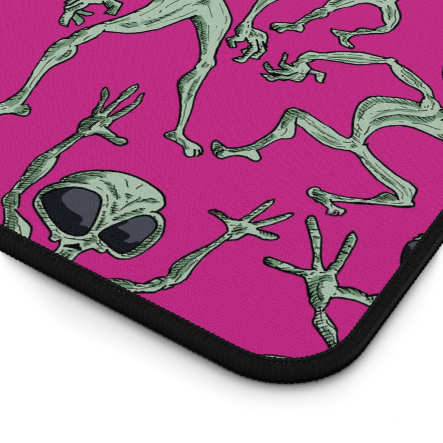 Alien Dance Party Desk Mat - Vibrant Pink Cosmic Sci-Fi Outer Space Intergalactic