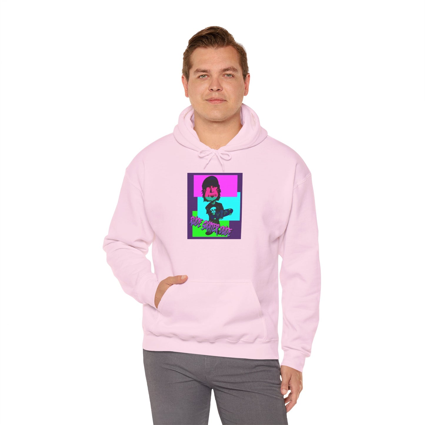 Retro Neon Rude Skater Dude Hoodie — Streetwear