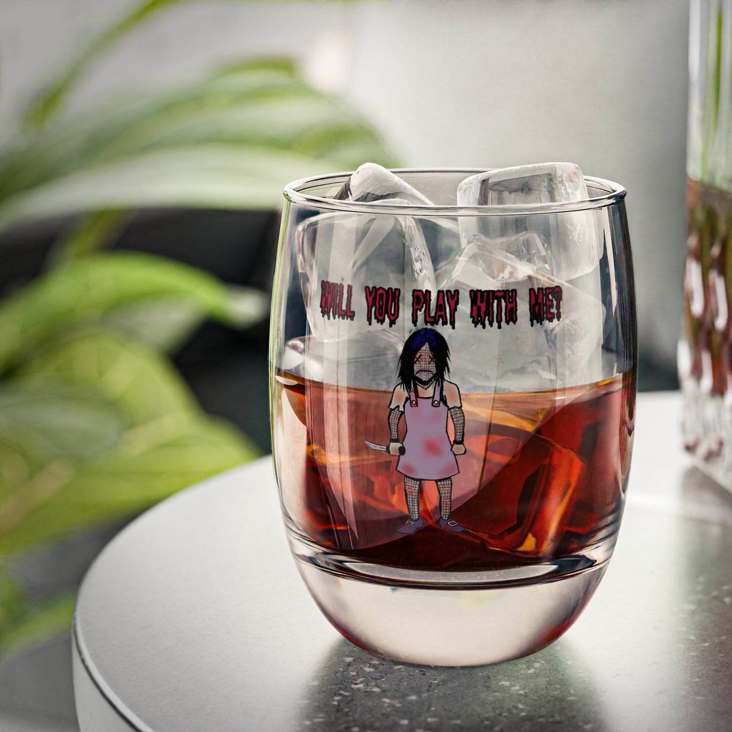 Will You Play With Me?  - Evil Doll Whiskey Glass