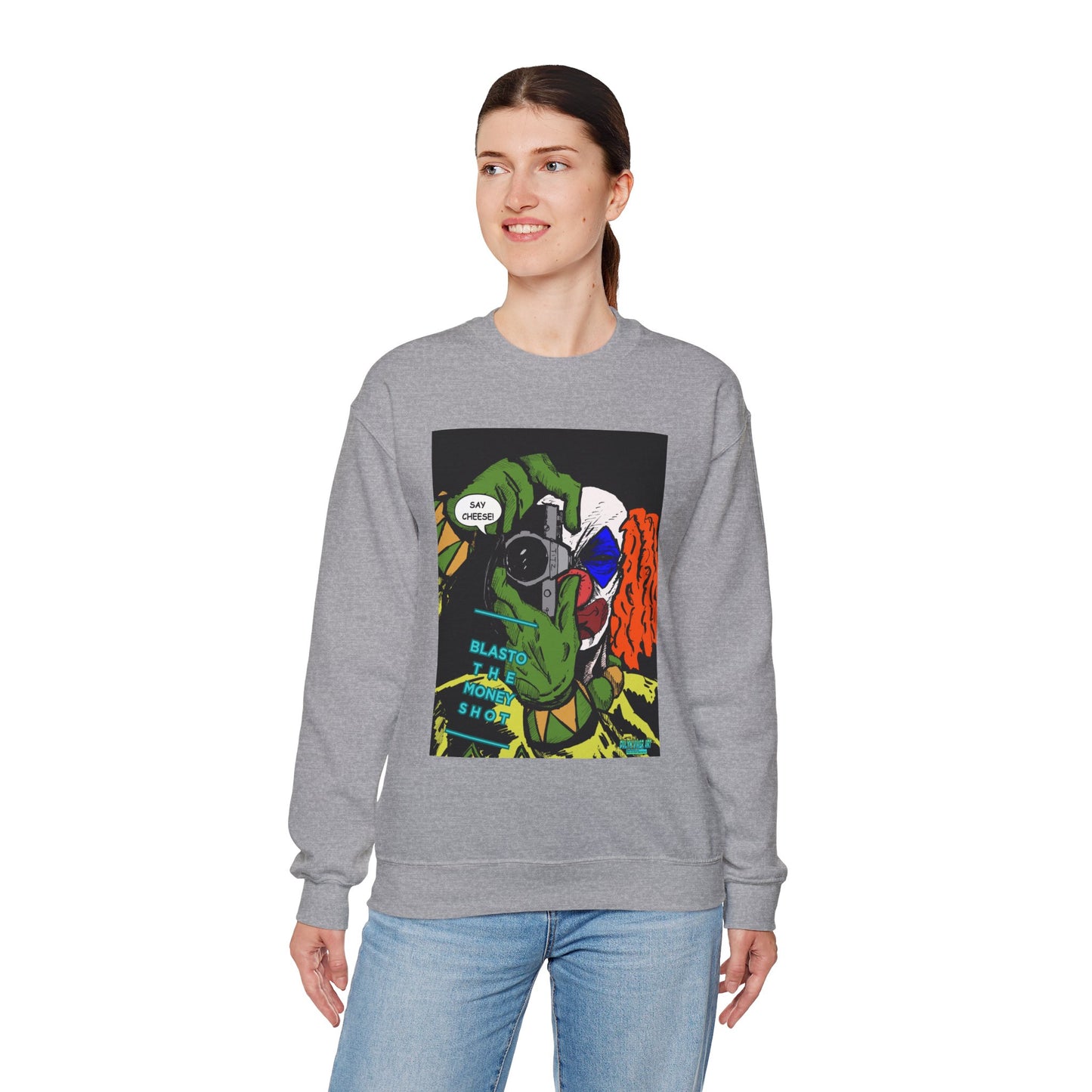 Blasto the Clown Retro Homage Graphic Crewneck Sweatshirt - 'Blast from the Past'