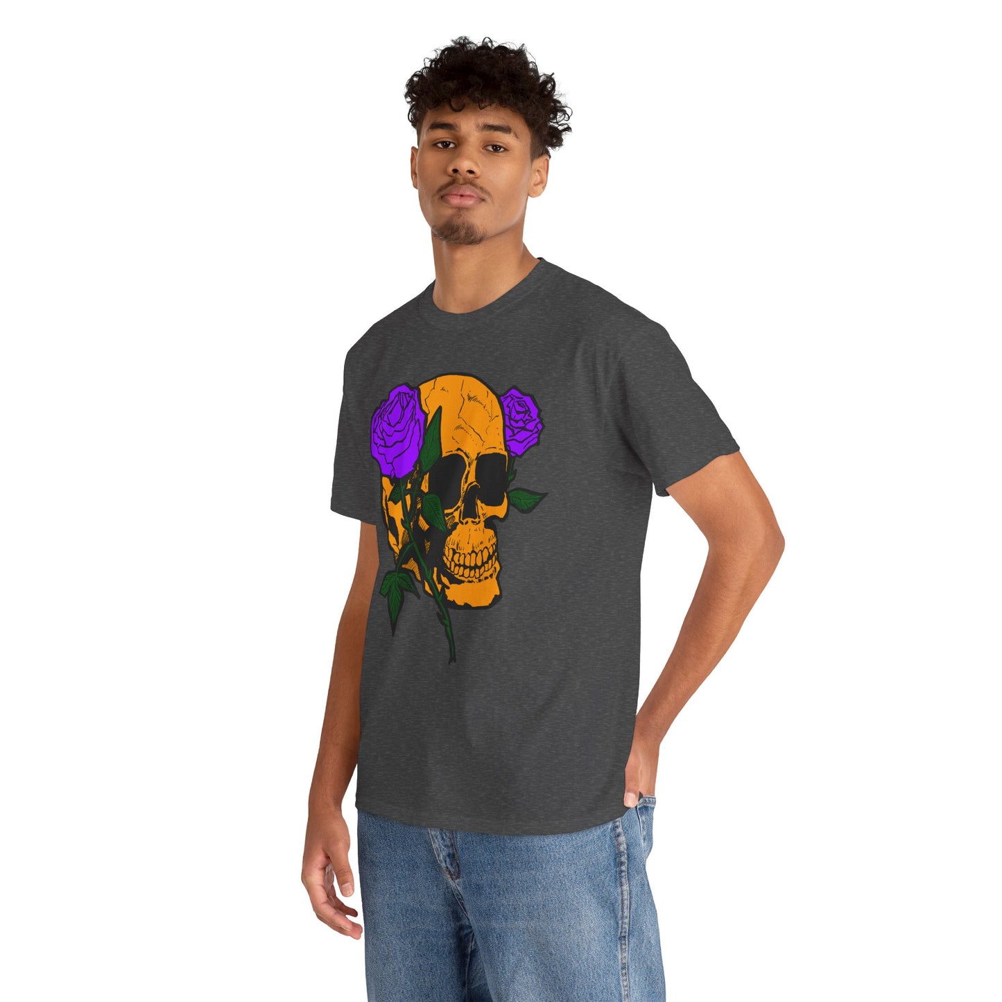 Skull and Roses Unisex Tee, Gothic Aesthetic Shirt, Vintage Graphic T-Shirt, Streetwear Essentials, Edgy Casual Wear