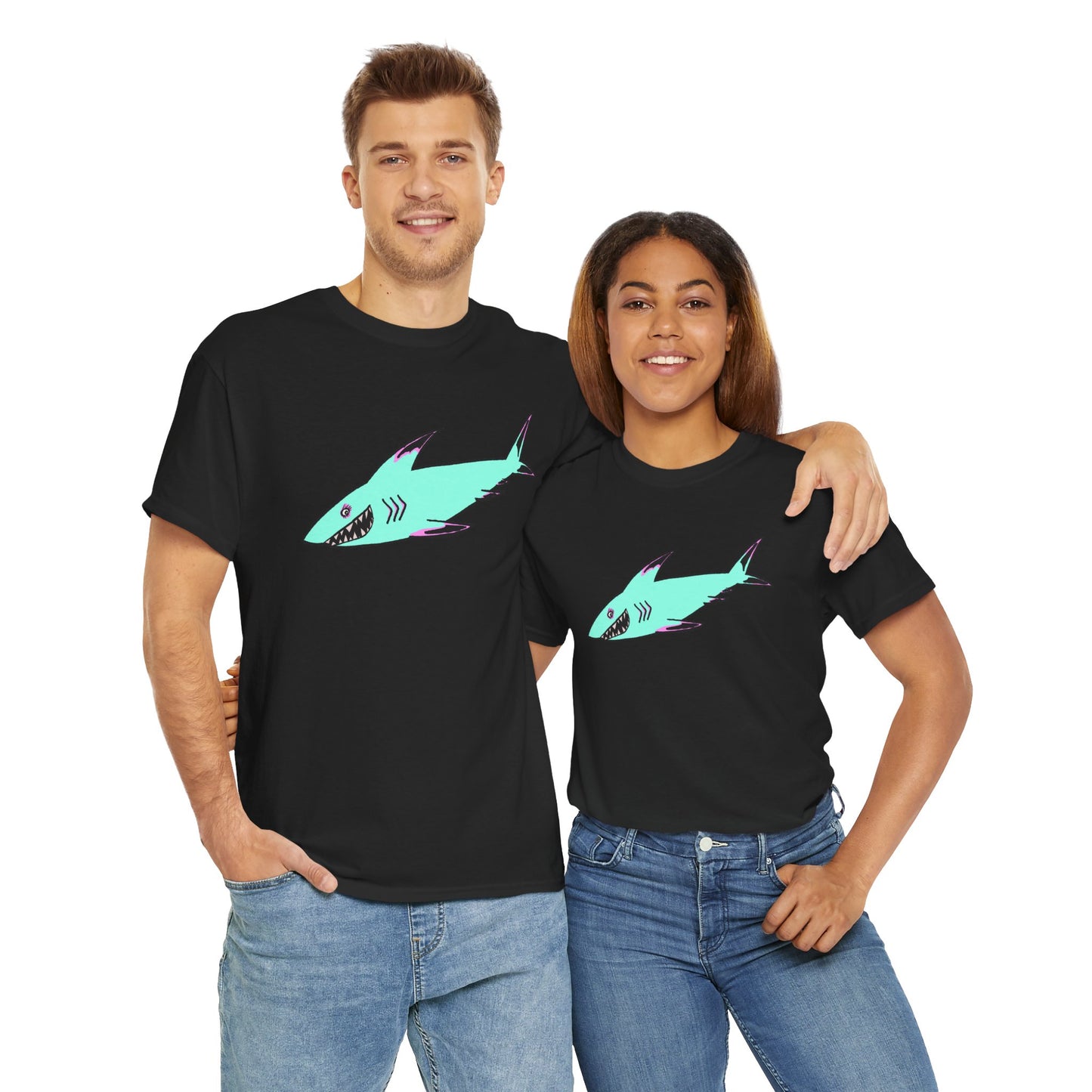 Cool Shark Graphic Unisex Heavy Cotton Tee, Ocean Lover Shirt, Beachwear, Casual Everyday Tee, Gift for Sharks Fans