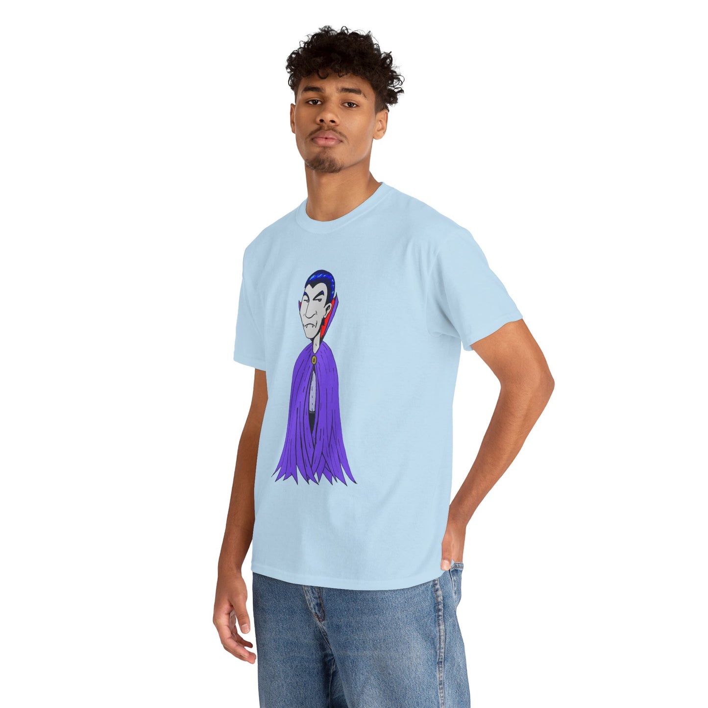 Vampire Cartoon Tee - Cute Purple Cloak Dracula Graphic T-Shirt