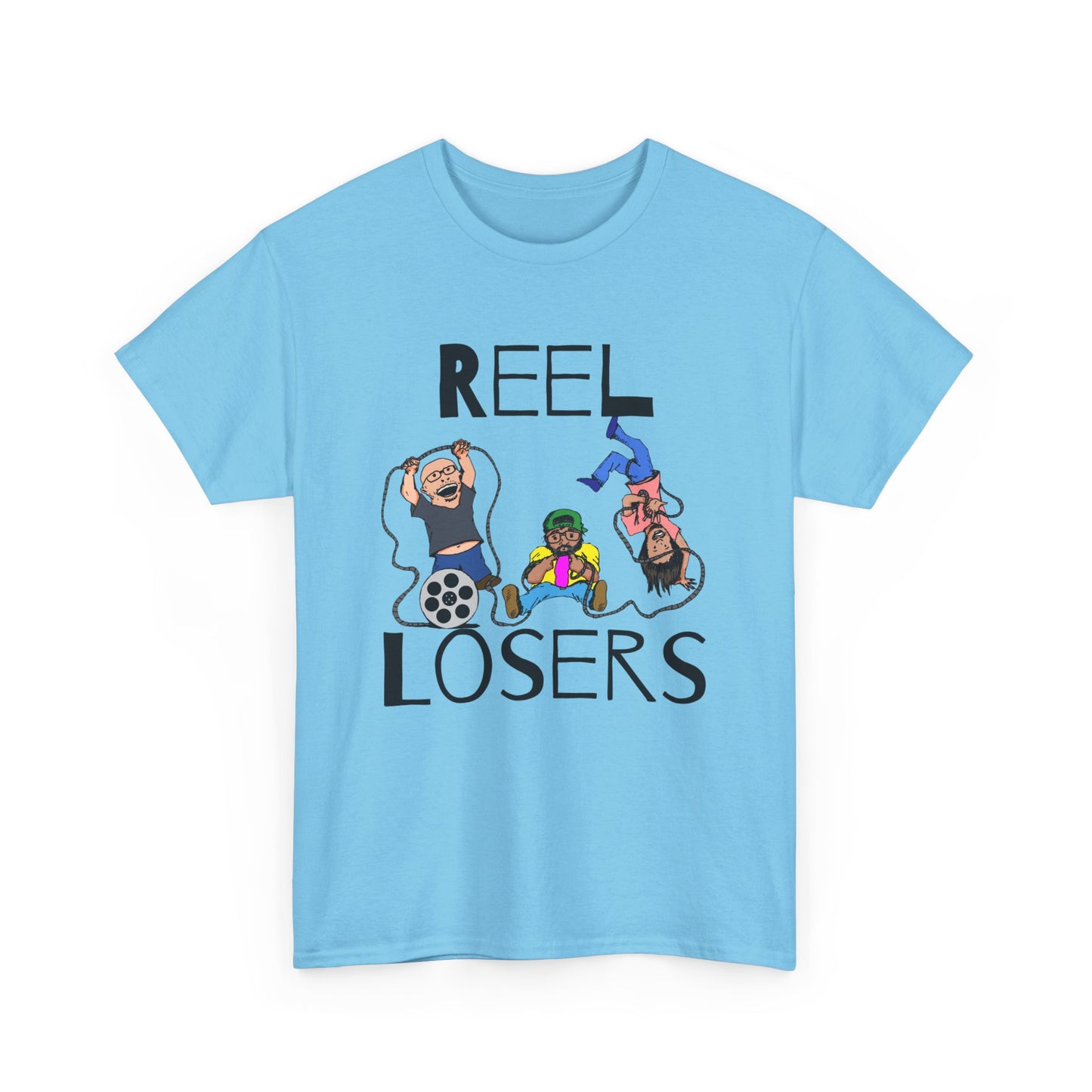 Reel Losers Podcast Unisex Heavy Cotton Tee, Funny Graphic Shirt, Casual Everyday Wear, Gift for Movie Lovers, Humor T-Shirt