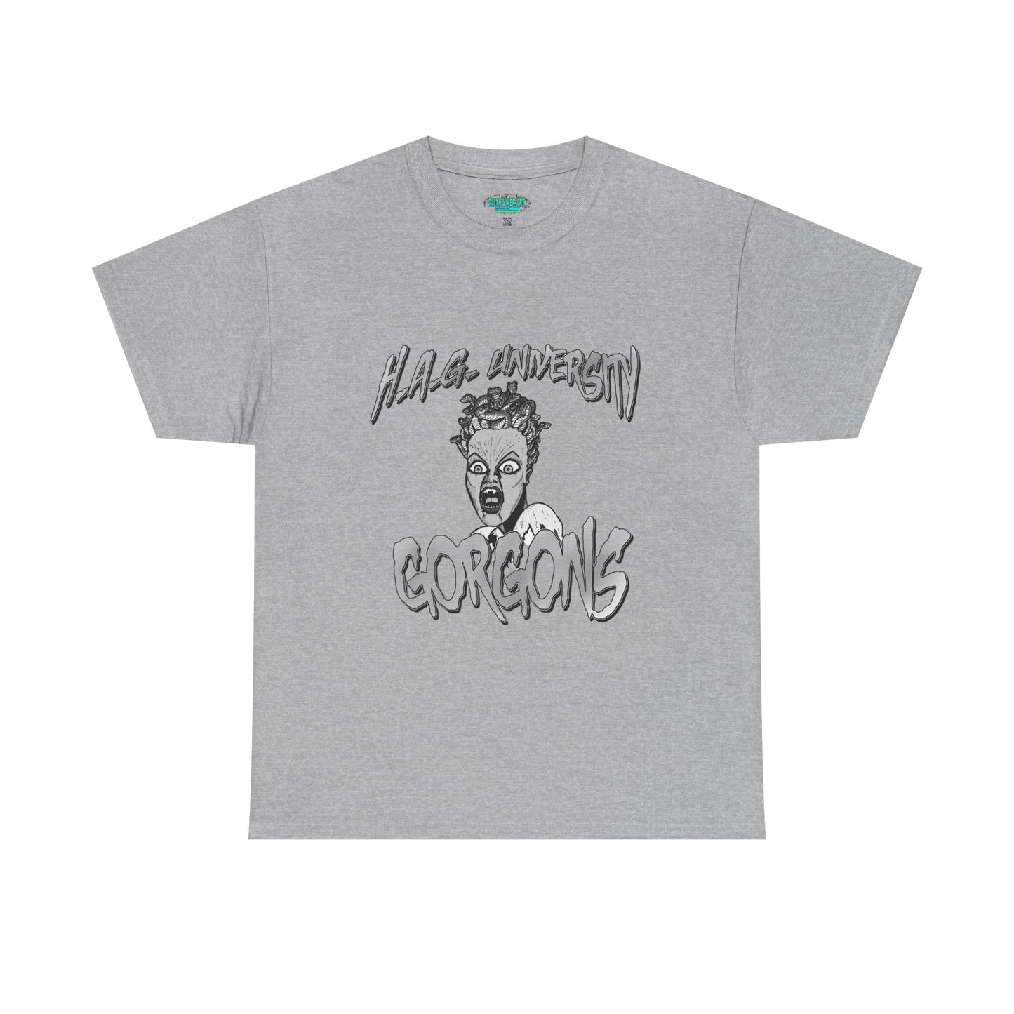 Graphic Tee with Gorgon Mascot - Greek Mythology University Unisex Shirt